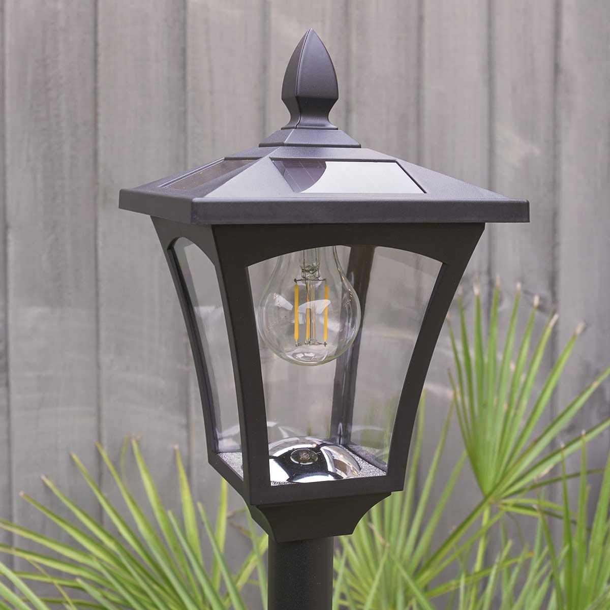 Festive Lights Lampadaire Solaire LED Extérieur Aluminium Waterproof Jardin Traditionnel Ampoule Filament Borne