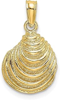 Colar de ouro amarelo 14 k com concha do mar de sereia, joia náutica, pingente de concha do mar, joias finas para mulheres, presentes para ela, Ouro amarelo Pedra