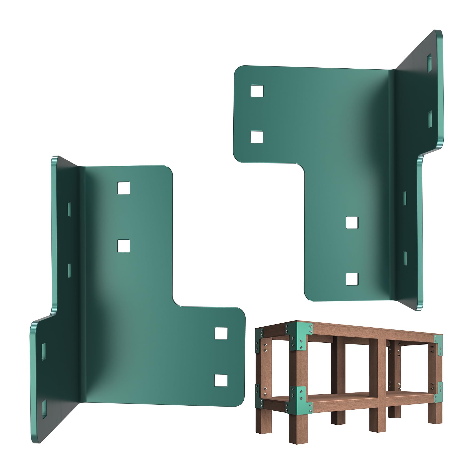 8PCS Heavy Duty Workbench Bracket Kit – 4mm Steel Corner Brackets for 2x4 Lumber, Rust-Resistant Powder Coated, Easy DIY Assembly with Screws Included