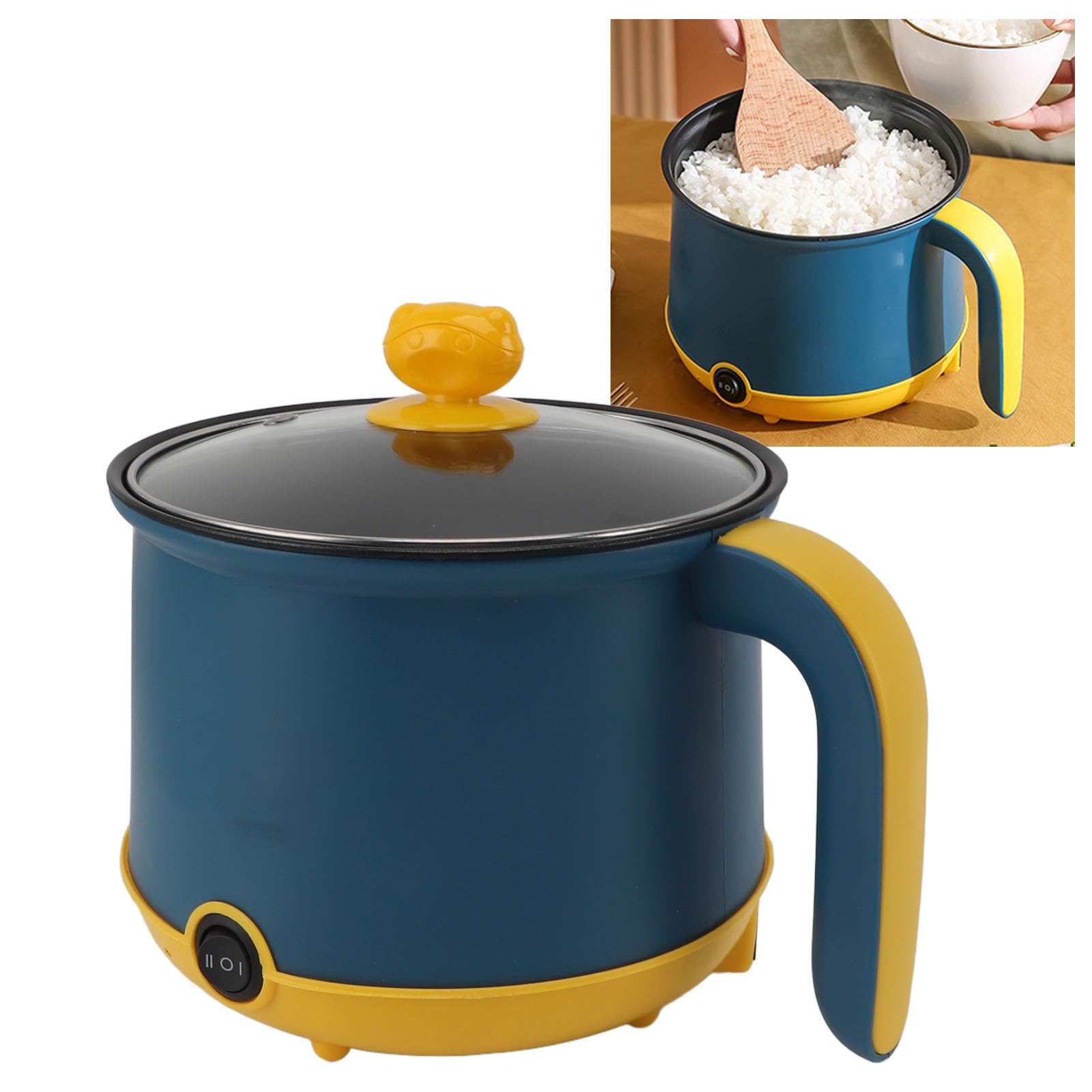 Mini Cuiseur électrique 1,8L Antiadhésif - 300W/600W, Prise UE 220V - Pour Pâtes, Steak, Camping - 4