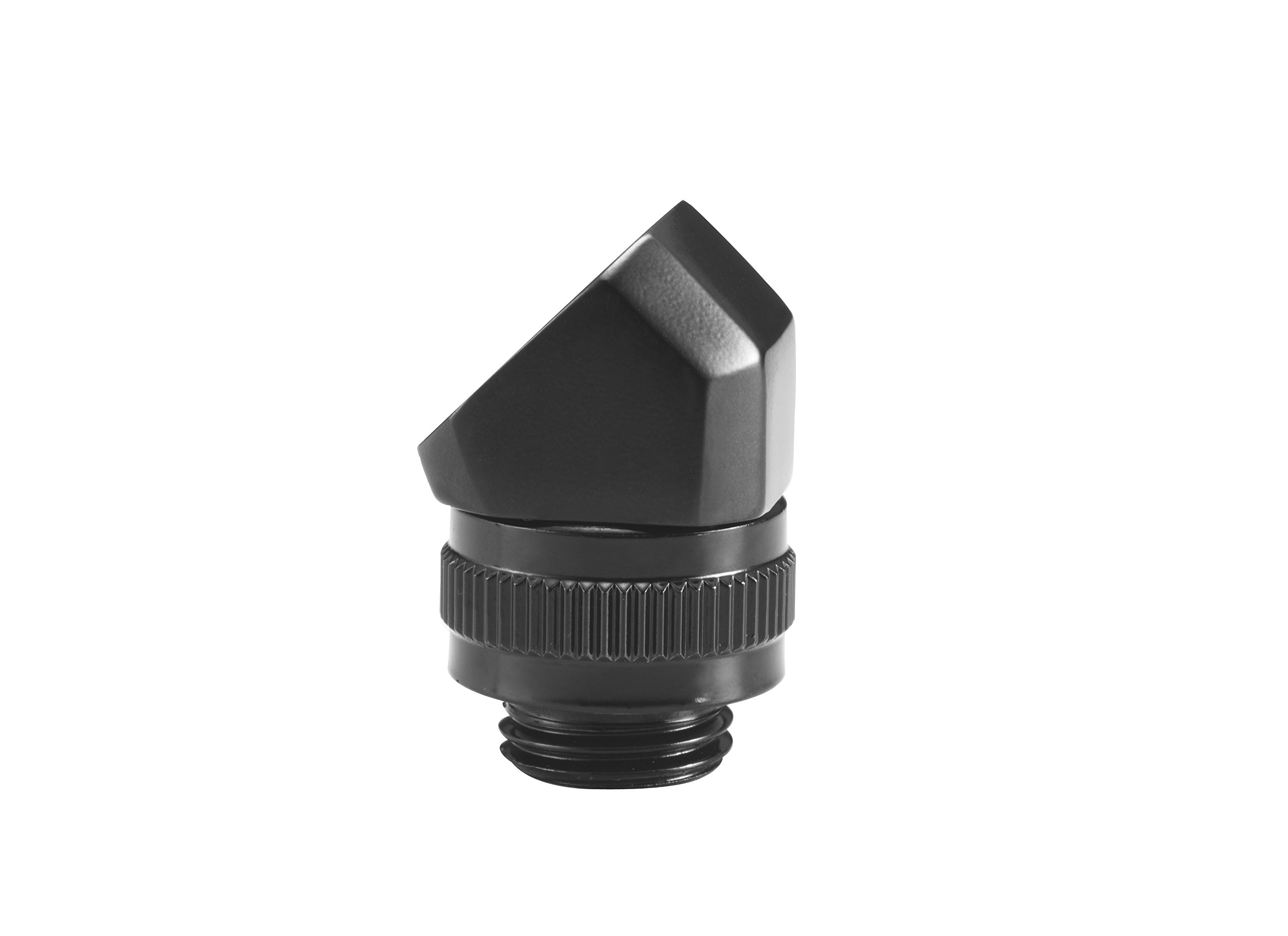 PhanteksPH-RA45_BK_G1/4 45° Degree Angle Rotary Fitting Adapter G ¼ Thread Male to Female, rotatable 360°, Viton O-Rings-Black