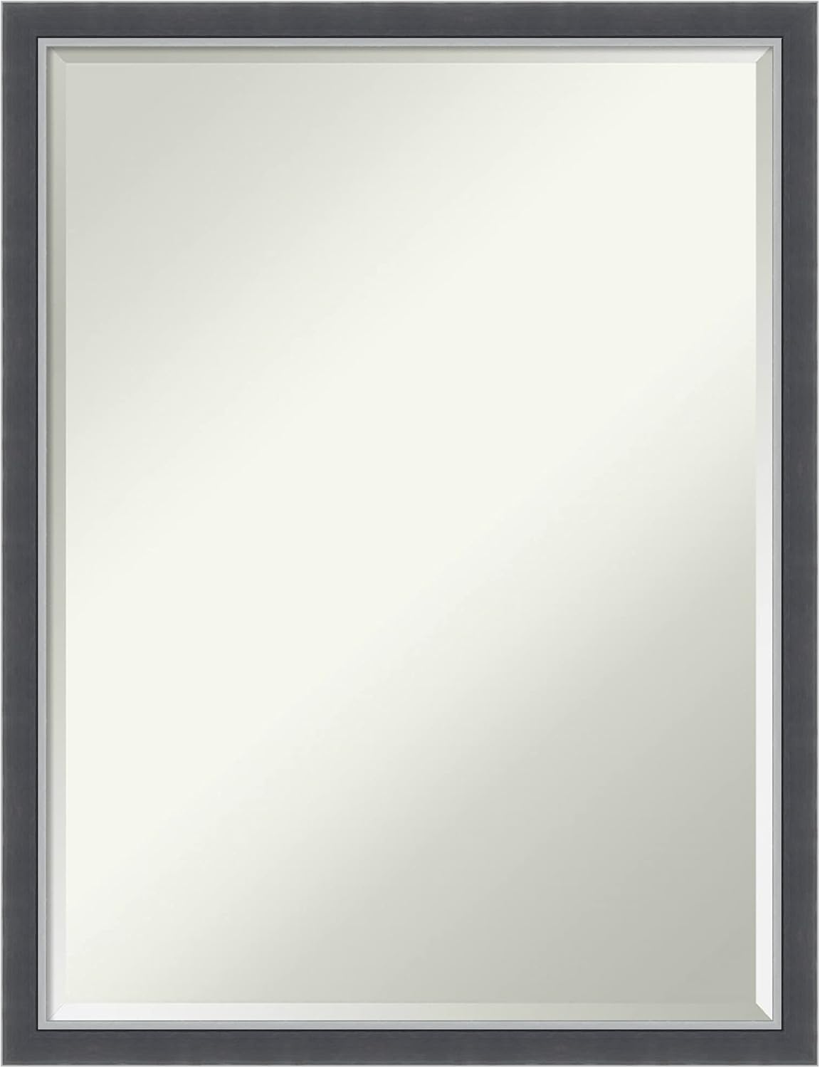 Amanti Art Black Bathroom Mirror for Over Sink, 26x20 Eva Black Silver Thin Rectangle Vanity Mirror, Medium Modern Frame, Hangs Horizonally and Vertically, Bathroom Wall Decor, Petite Bevel Edge