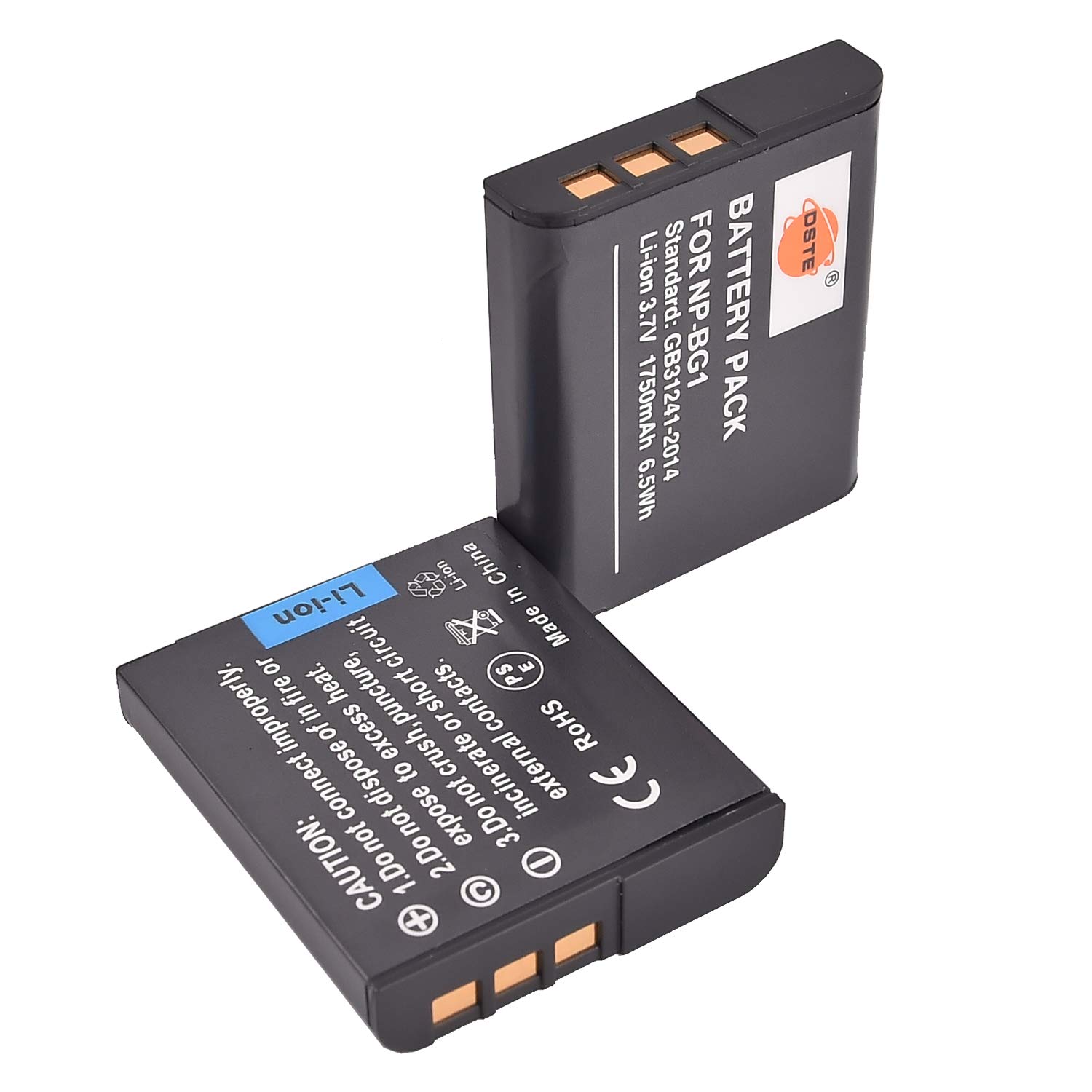 DSTE 2PCS NP-BG1 (1750mAh/3.7V) Battery Compatible with Sony DSC-N1 DSC-N2 DSC-T100 DSC-W35 DSC-W50 DSC-W55 DSC-W70 DSC-W80 DSC-W90 DSC-W100