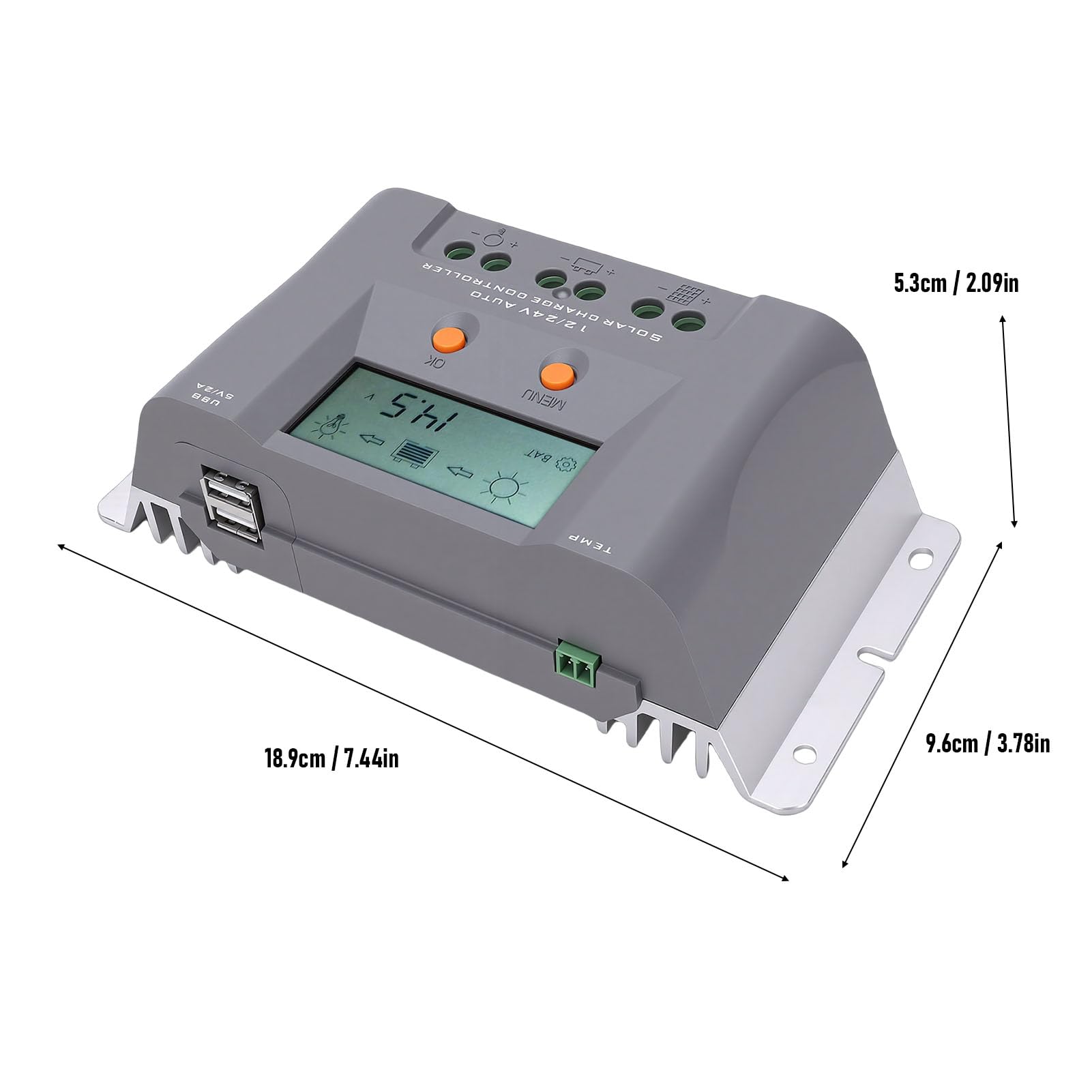 Durable 40A MPPT Solar Charge Controller with USB Ports for Communication