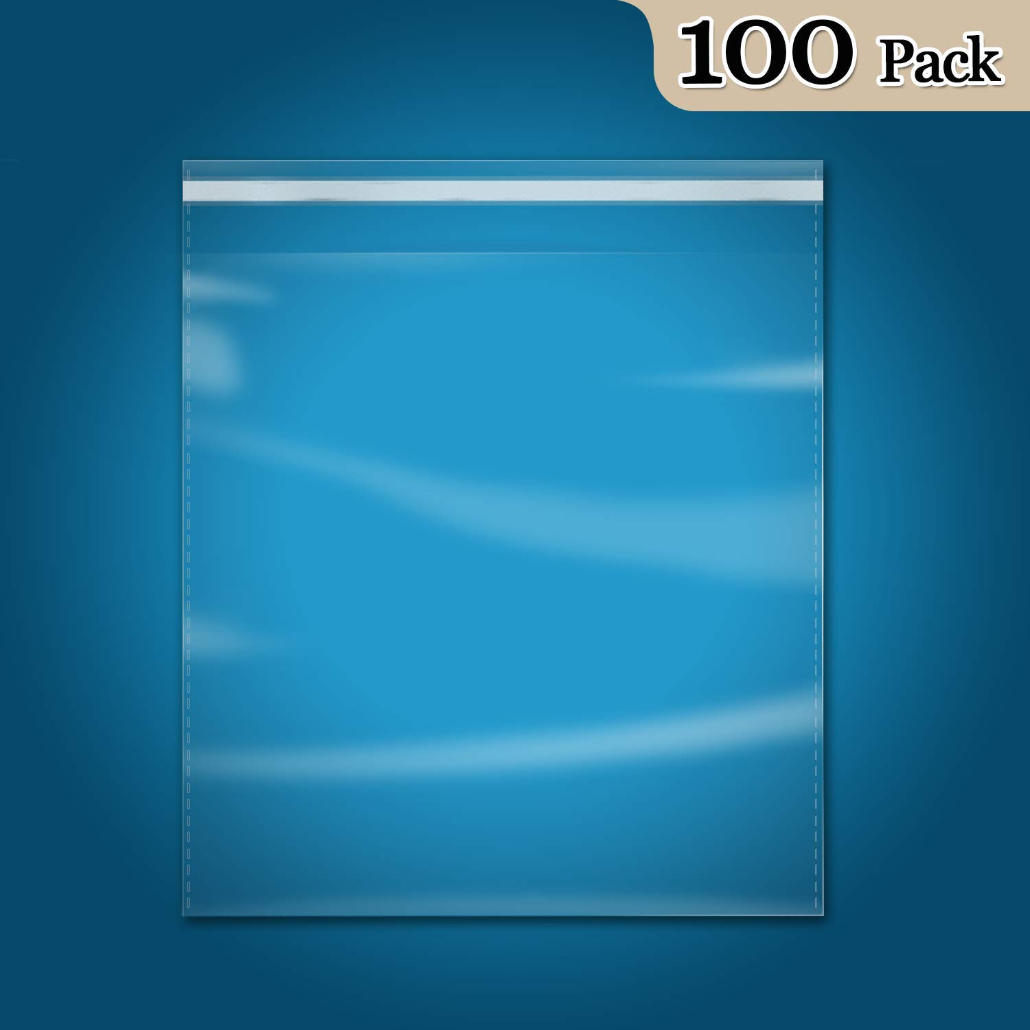 iMaileriMailer - 100 Count - 13" x 15" Clear Cellophane Bags Large -Self Seal Cello Resealable Plastic Poly Bags for Clothing, T-Shirts, Pants