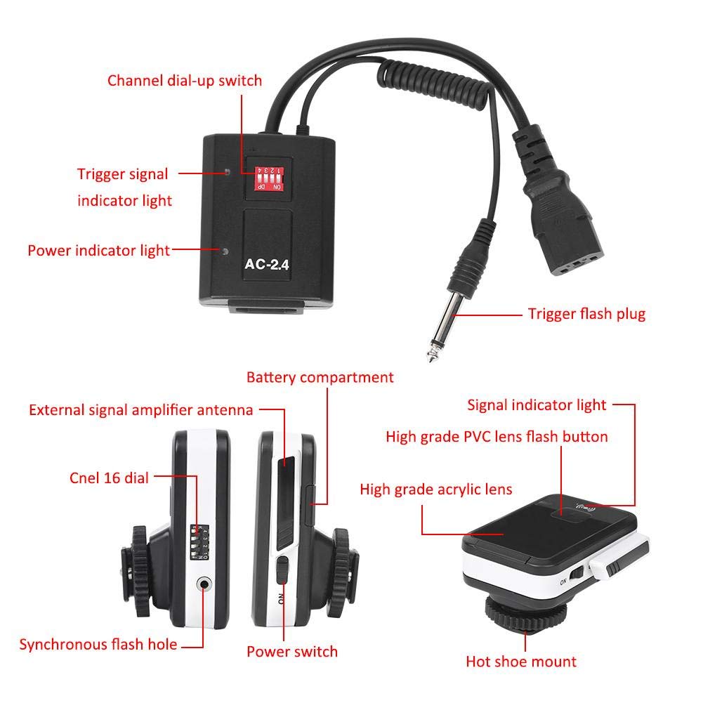 Topiky Trigger Wireless Flash per Fotocamera Wireless, 16 canali 100 m Trigger Telecomando Supporto Anti-interferenza velocità sincrona 1/320S Flash Wireless, per per