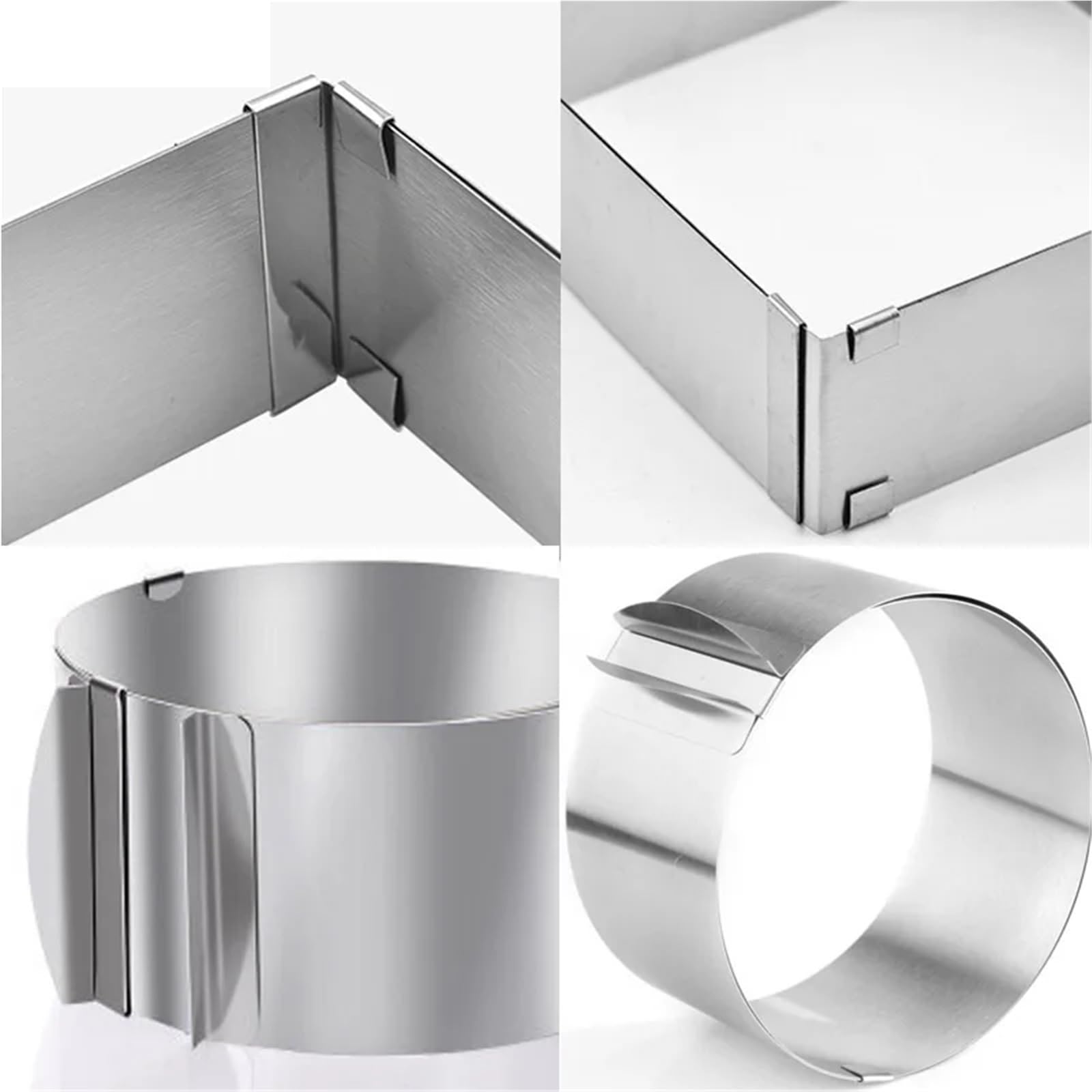 Anillo Cuadrado Redondo Ajustable for Mousse, Molde for Hornear Pasteles de Acero Inoxidable, Herramientas decoración postres Cocina para Mous, Postre, Pastele(Rotundity)