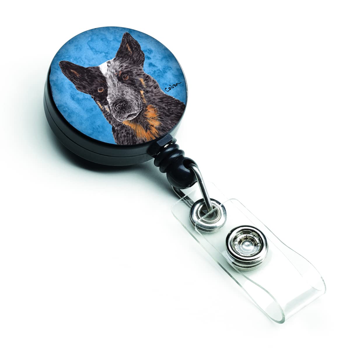 Caroline's Treasures SC9141BU-BR Blue Australian Cattle Dog Retractable Badge Reel for Nurses ID Badge Holder with Clip Retractable Employee Badge