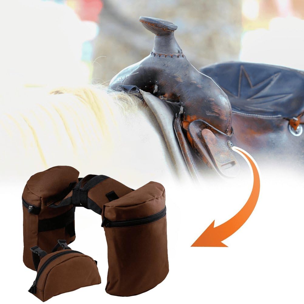 Bolsa De Sillín De Caballo Endurance, Alforja De Caballo Compacta, Bolsa De Sillín De Cuerno Duradera, Práctico Bolsillo con Pommel para Montar a Larga Distancia