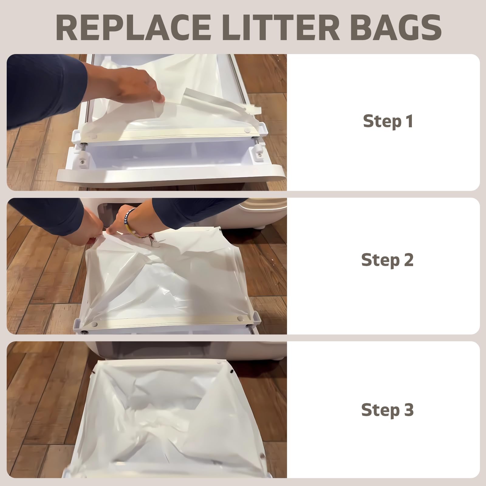 Paquete de 100 bolsas de arena para gatos para PetSnowy Snow+ caja de arena para gatos, resistente a desgarros y fugas, bolsas de basura autosellantes para cajones de residuos para PetSnowy (100)