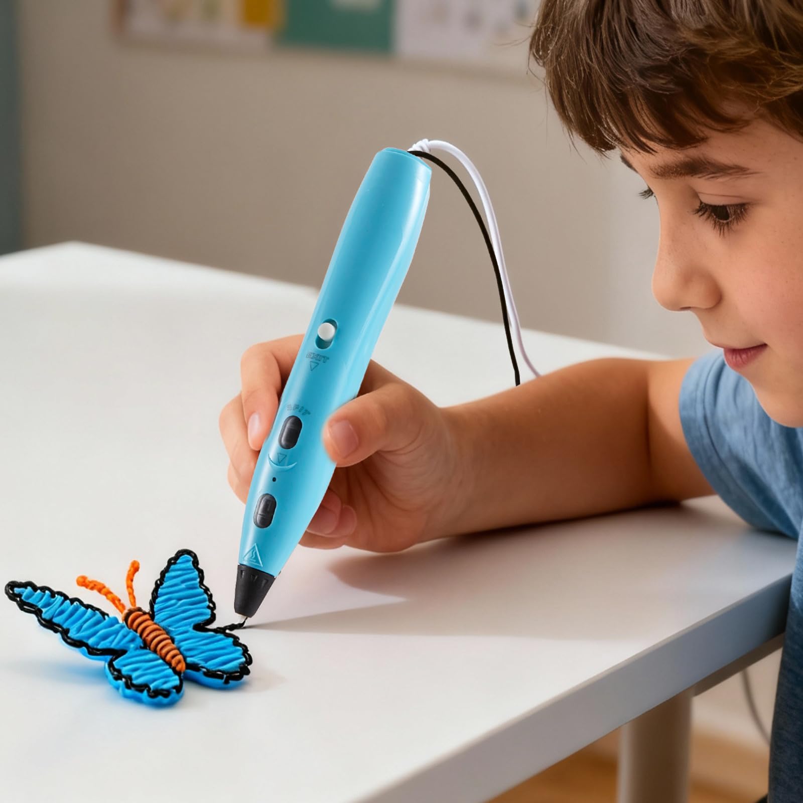 RPC200B - Set di penne 3D, include 12 colori di filamento PLA. Questa penna per stampa 3D è compatibile con filamento PLA ed è adatta per lavori fai da te (blu)