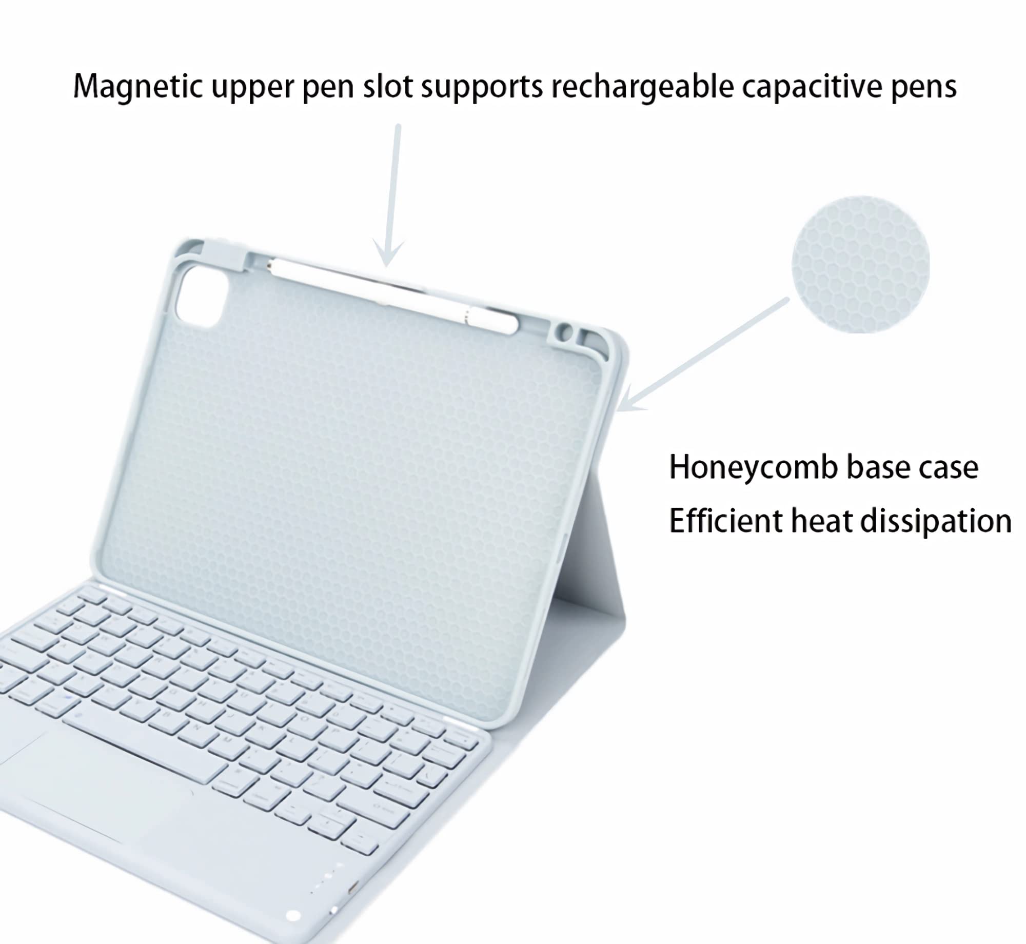 Etui na klawiaturę dla iPad Pro 11 4th 3th 2th 1th Gen 2022/2021/2020/2018,Wireless Bluetooth Touchpad Keyboard Cove do Air 5th 4th Generation 10.9" Kwadratowy klucz,Yellow,air5 2022 10.9