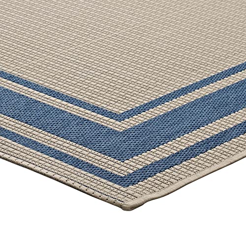 Modway Rim Solid Border 8X10 Indoor And Outdoor In Blue And Beige #TOP2