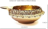 Vista 5 de Craftsman – Diya del dios Kúbera hecha a mano en latón con grabado dorado para Diwali, Lámpara de aceite tradicional india Pooja Puja, Artículos