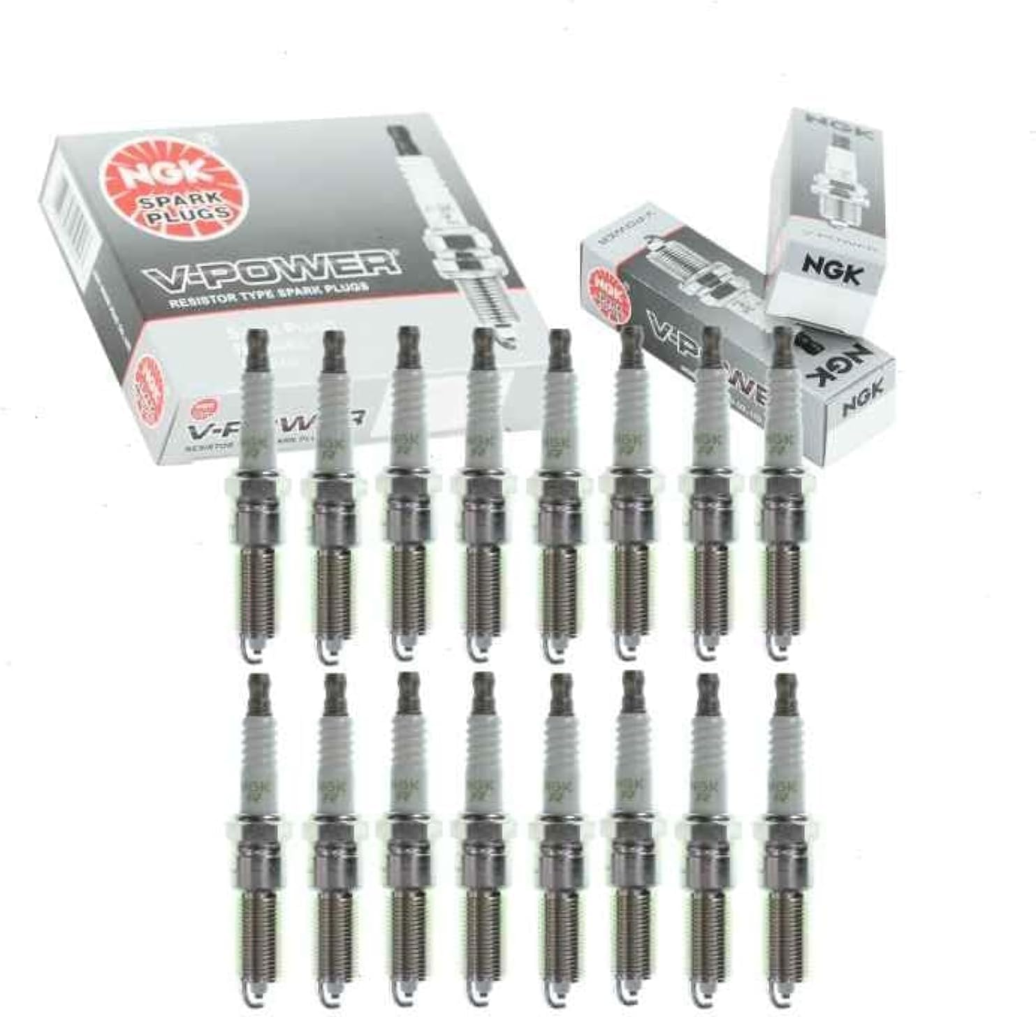 16 pc NGK V-Power Spark Plugs compatible with Jeep Grand Cherokee 5.7L V8 2005-2008