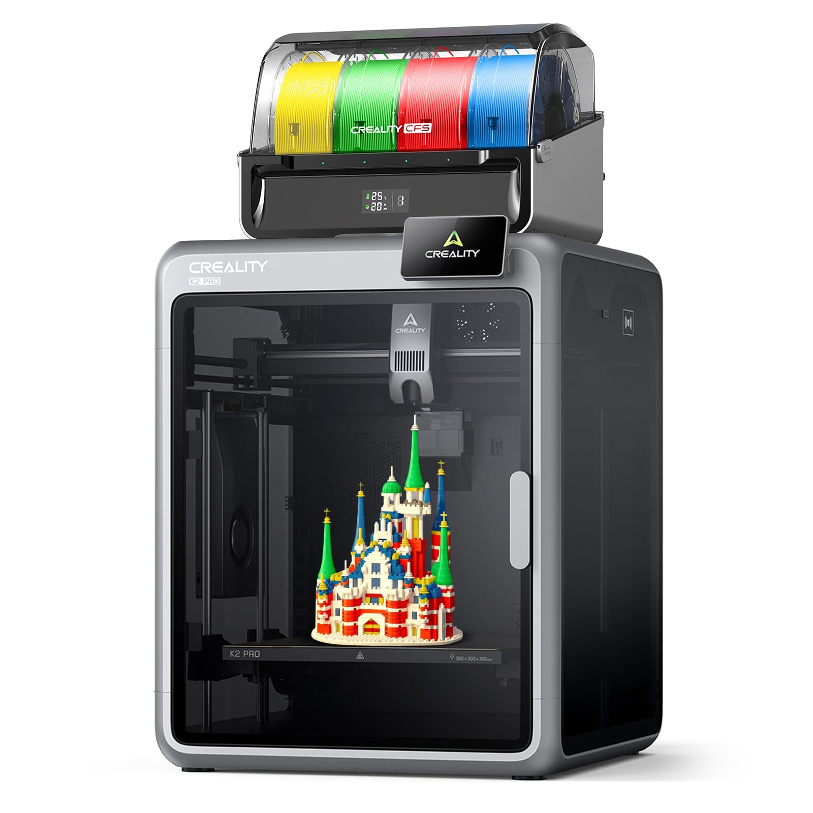 Creality K2 Pro Combo Impresora 3D,Impresora 3D Multicolor con CFS,Velocidad máxima de 600mm/s,nivelación automática Completamente ensamblada,Gran Volumen de impresión de 300x300x 300 mm
