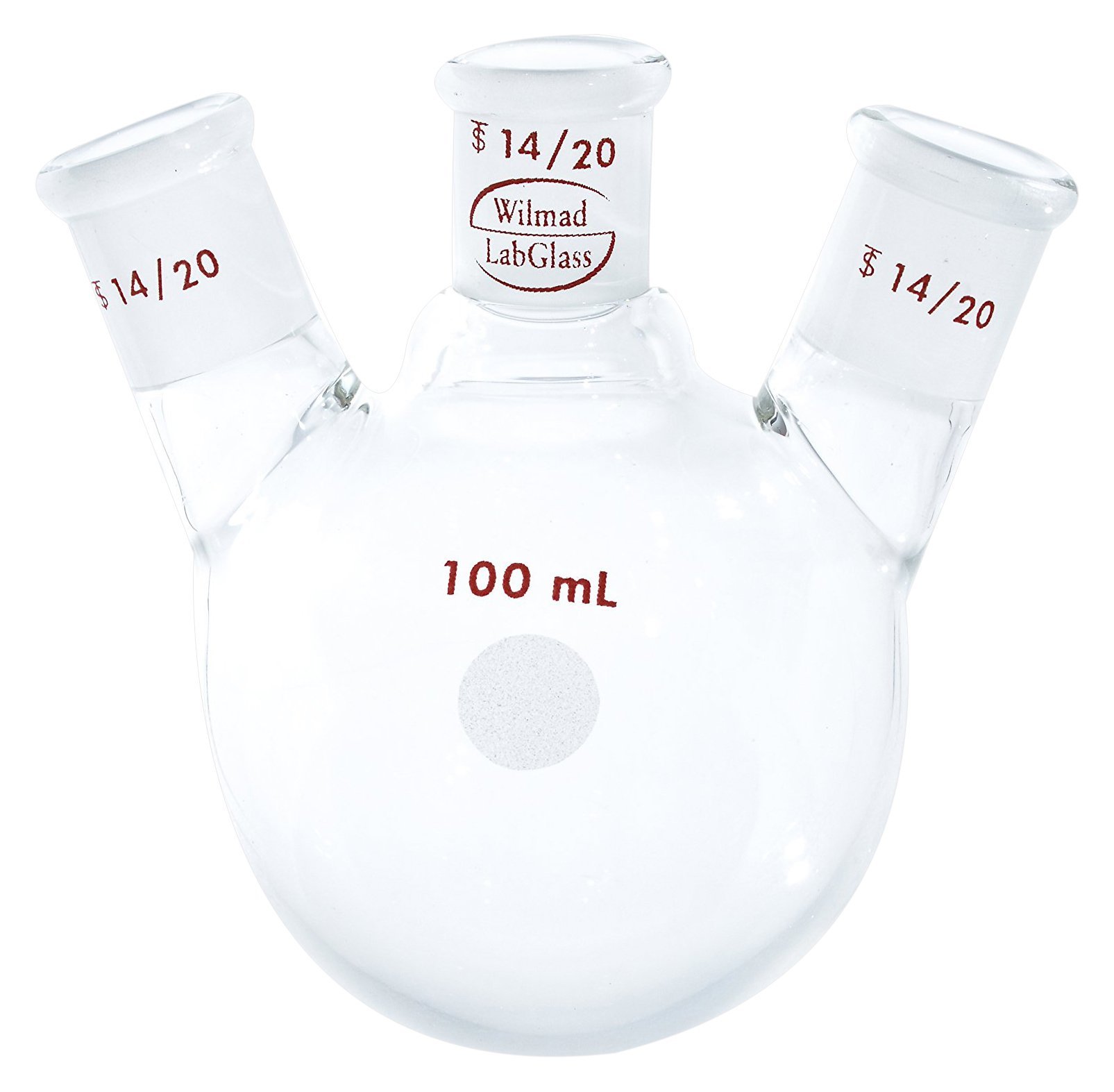 sp sciencewareWilmad-Labglass Ml-1130-712 3-Neck Round Bottom Flask With Angled Side Necks, 100Ml, Standard Taper 14/20 Center - 14/20 Side Neck