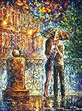 Romantic Kiss Painting Couple Wall Art On Canvas By Leonid Afremov Studio - Kiss Under Umbrella