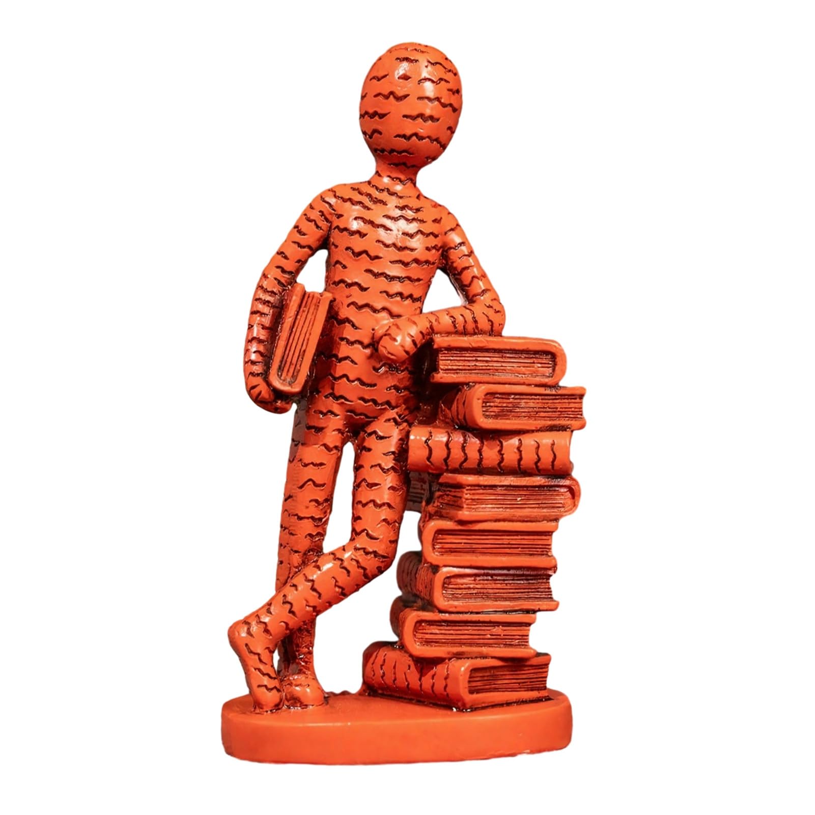 Virelynx Resin Book Lover Statue – Reader Sculpture Leaning on Stacked, Decorative Abstract Human Figurine for Bookshelf Office