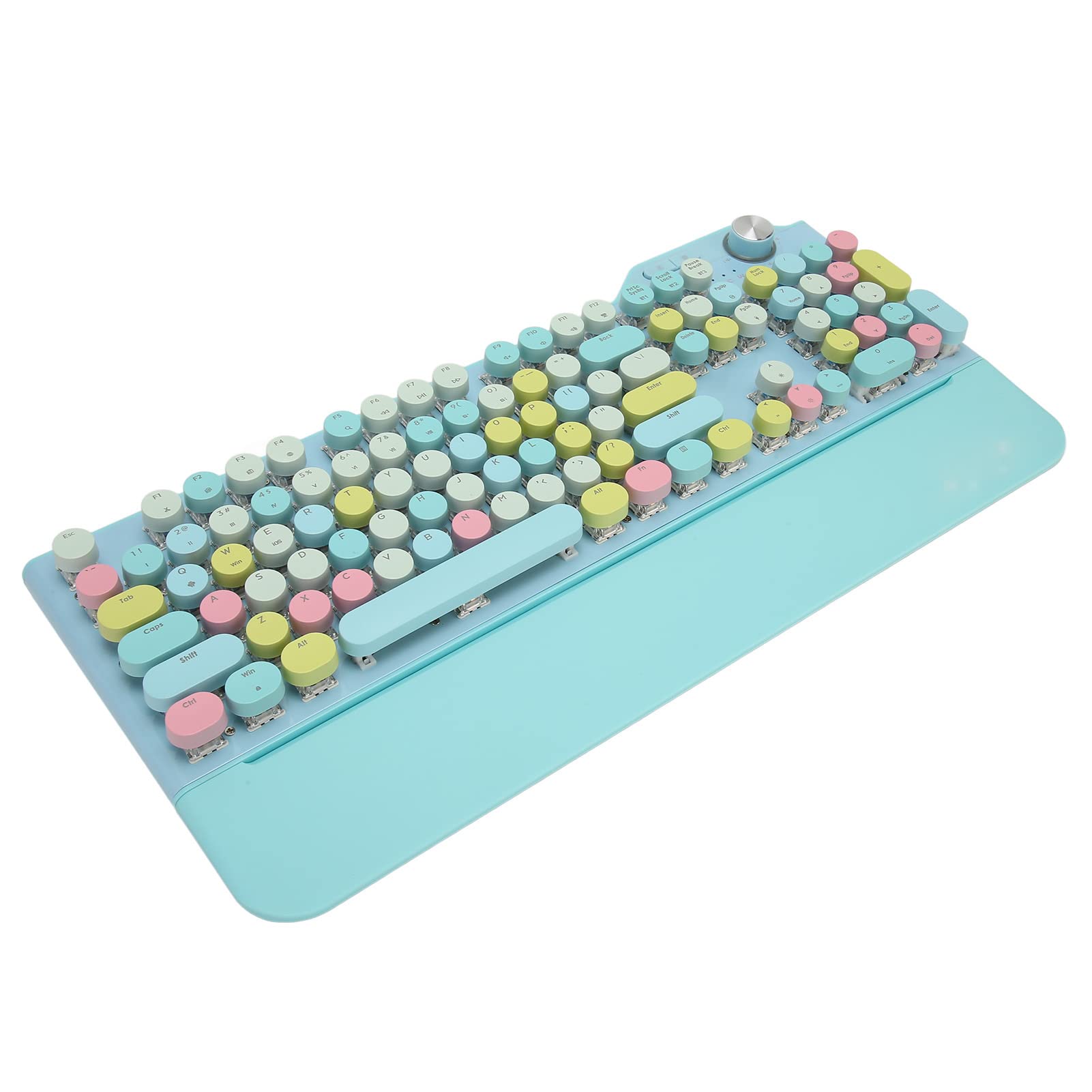 Haofy Tastiera per Ragazze Tastiera Wireless Cablata o Wireless Copritasti Rotondi con Interruttore Blu in Lega di Alluminio per Desktop (Blu)