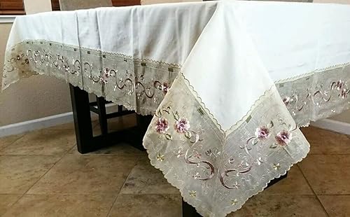 Mantel de encaje bordado de diamantes de imitación rosa de 72 x 144 pulgadas, servilleta para banquete de boda, elegante, lavable, mantel de tela