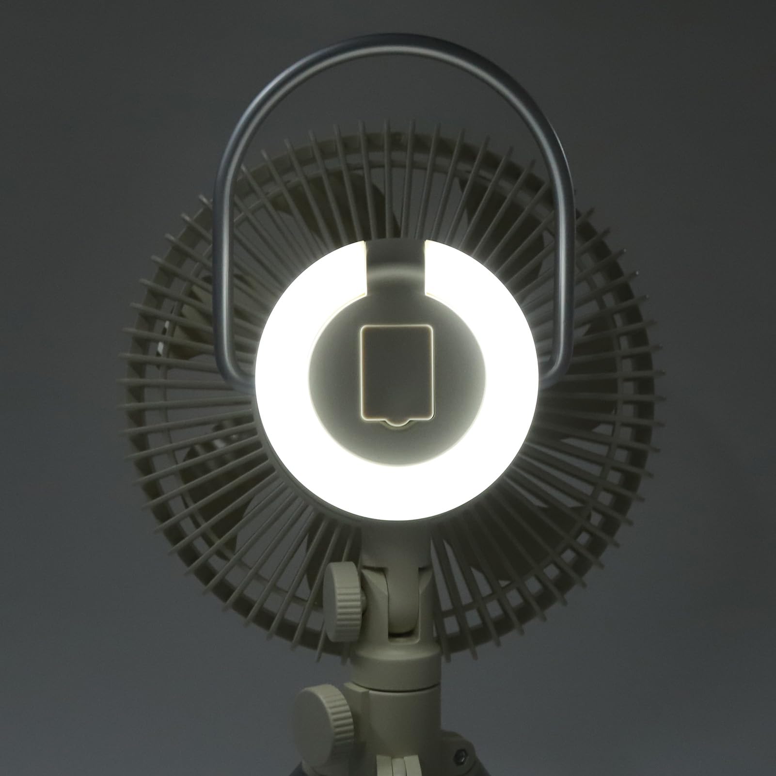 Chrees Ventilador de Camping con Trípode Recargable de 10000 MAh, con Luz Nocturna y Banco de Energía para Acampar Al Aire Libre, Tienda de Campaña, Pesca, Barbacoa (Beige)