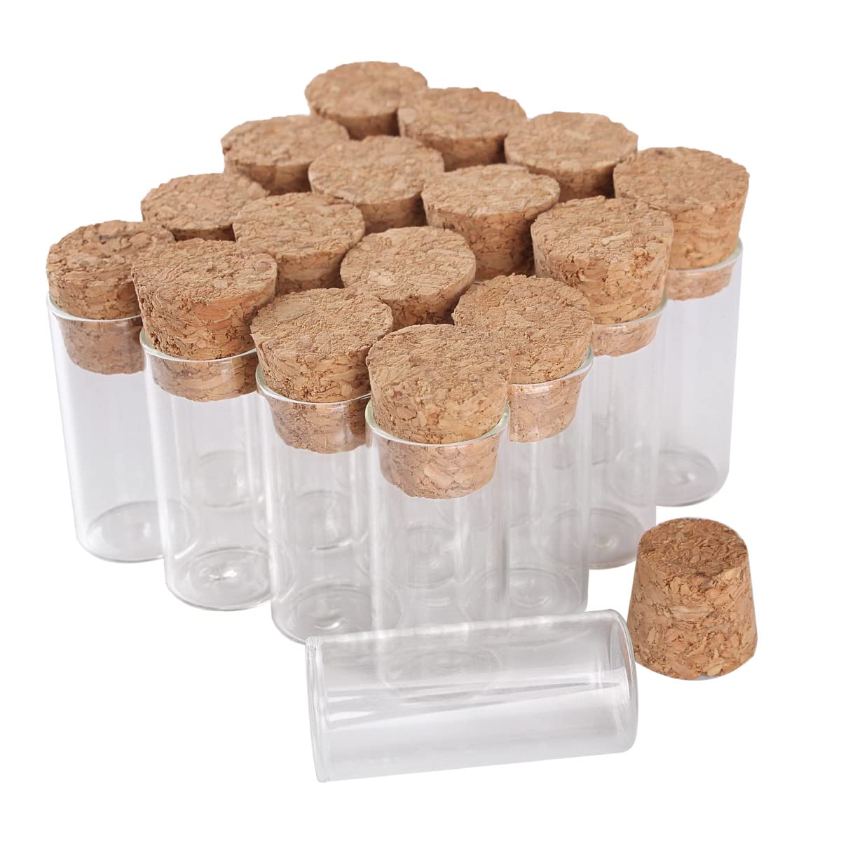 SYLALE 100 Tubos de ensayo de 3 ml y 16 x 35 mm con Tapa de Corcho, frascos de Vidrio, Viales de Vidrio, pequeñas Botellas de Vidrio for Manualidades.