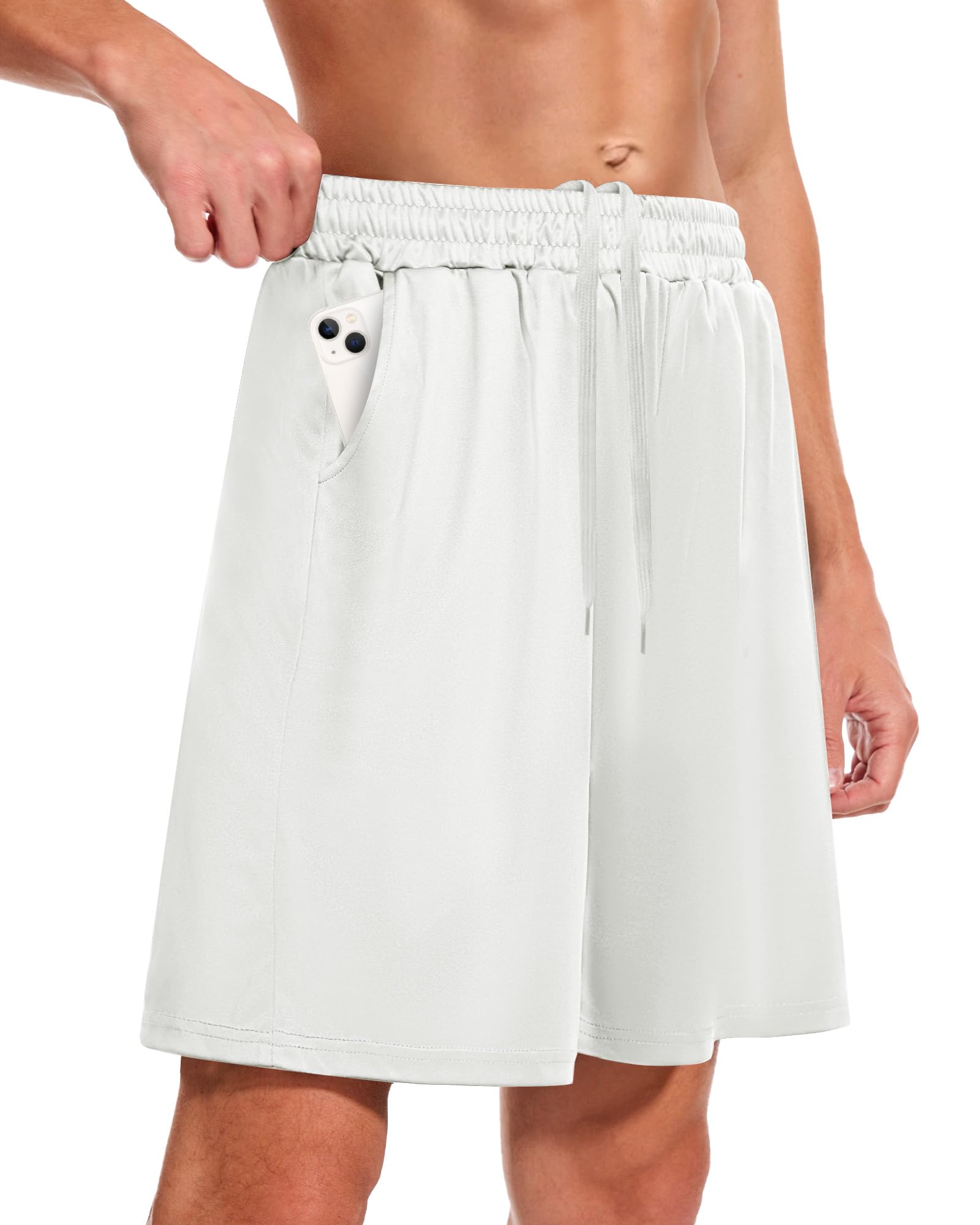 BOOJO Men's Athletic Gym Shorts - Quick Dry Black Casual Basketball Shorts with Pockets for Running Workout Activewear