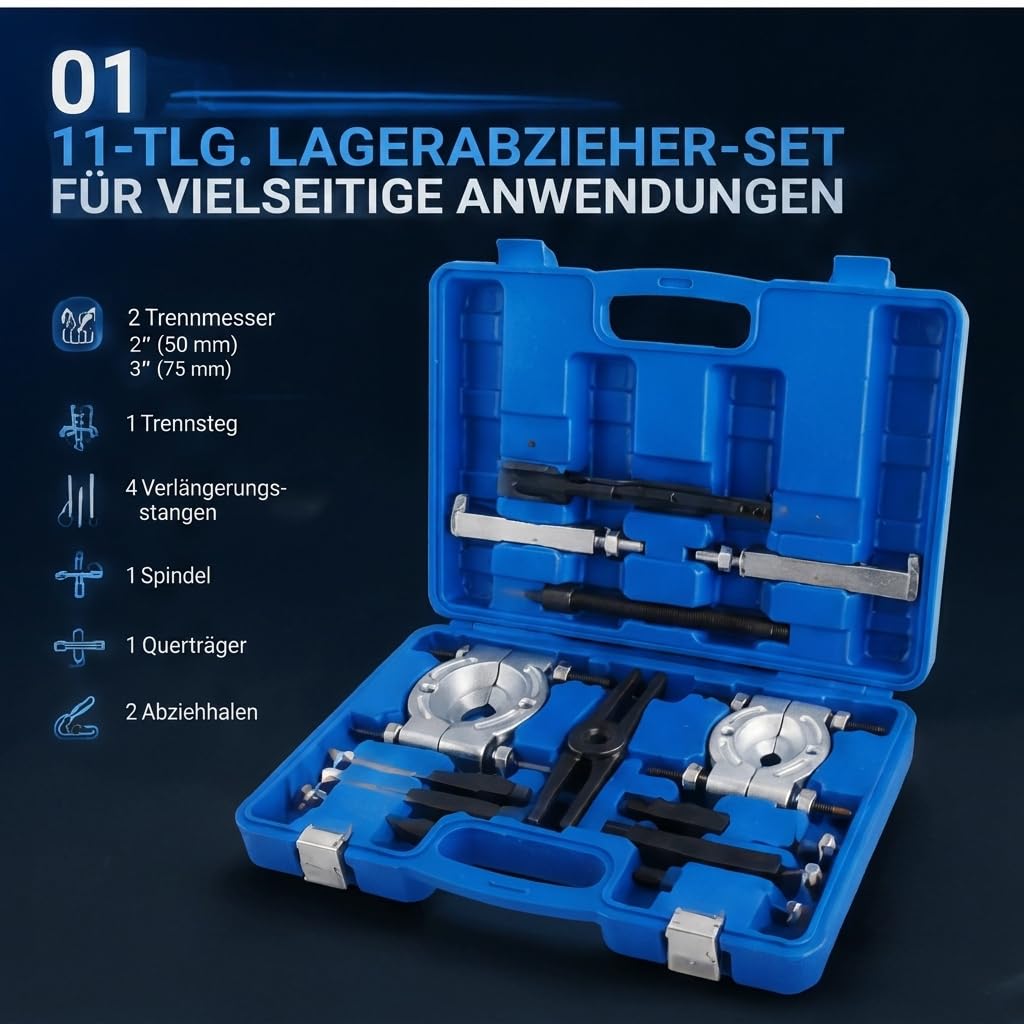 5 Tonnen Lagerabzieher Set schwerlast, Lager Trennmesser Satz mit Radlager Abzieher Werkzeug für KFZ und LKW, Lager Trennvorrichtung und Abziehvorrichtung Profi Werkzeugsatz