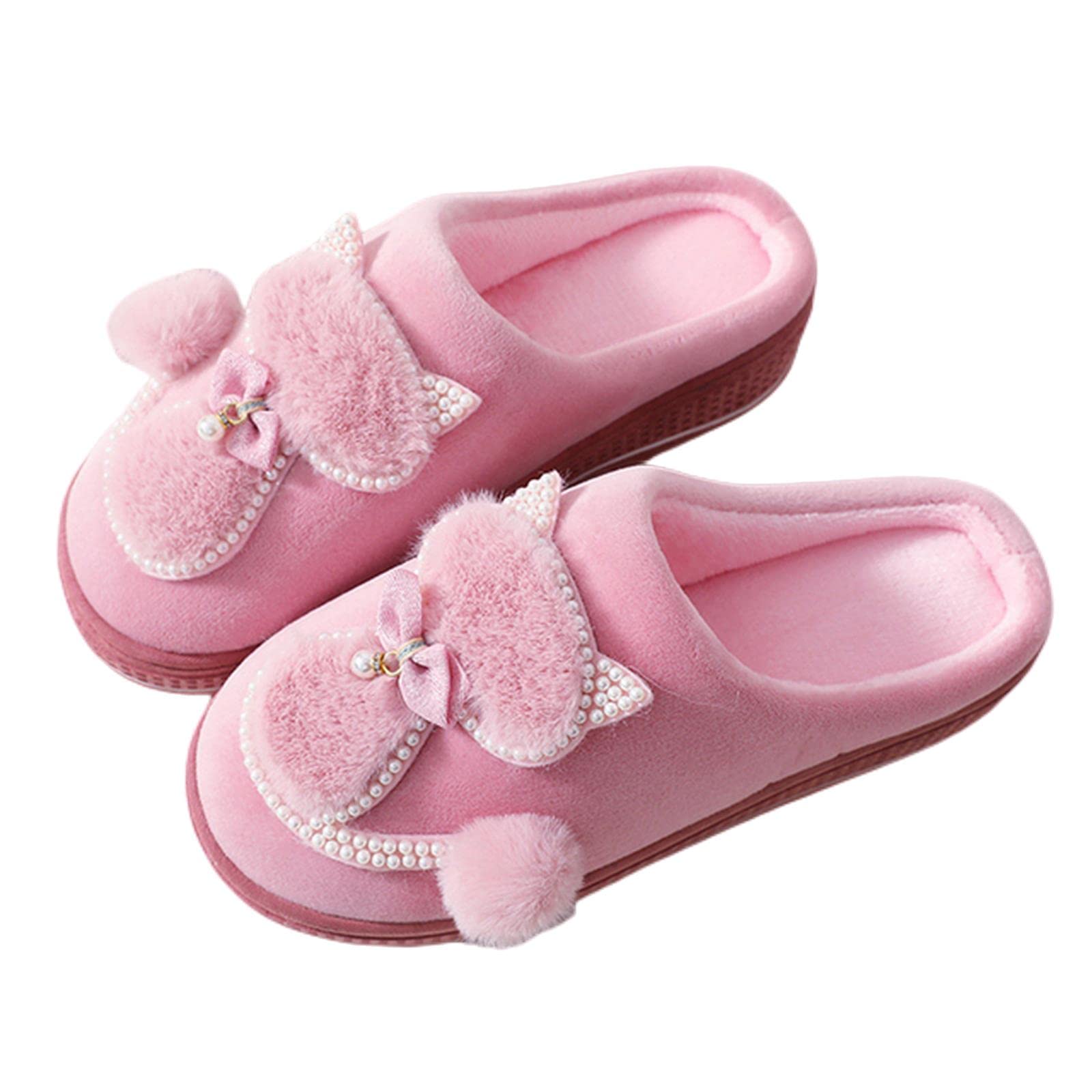 Pantoufles pour femmes - Chat mignon - Pantoufles d'intérieur pour femmes - Pantoufles en fourrure - Chaussures en coton pour femmes - Hiver - Maison - Mules chaudes - Femme - A-Rose - 40-41