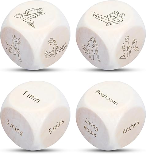 4 piezas de idea de cita nocturna, cumpleaños, aniversario, pareja, Navidad, relleno de calcetines de Navidad, dados traviesos para ella, él, novio,