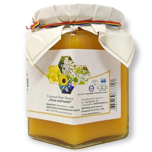 Miniatura 2 de Belevini 4 Flowers Honey Raw 500g17.63 oz miel de abeja natural de Rumania, sin pasteurizar, sin conservantes añadidos (paquete de 1)
