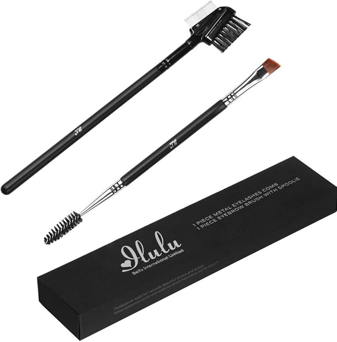iLuLu Metal Eyelash Comb and Eyebrow Brush with Spoolie, 2 Pieces