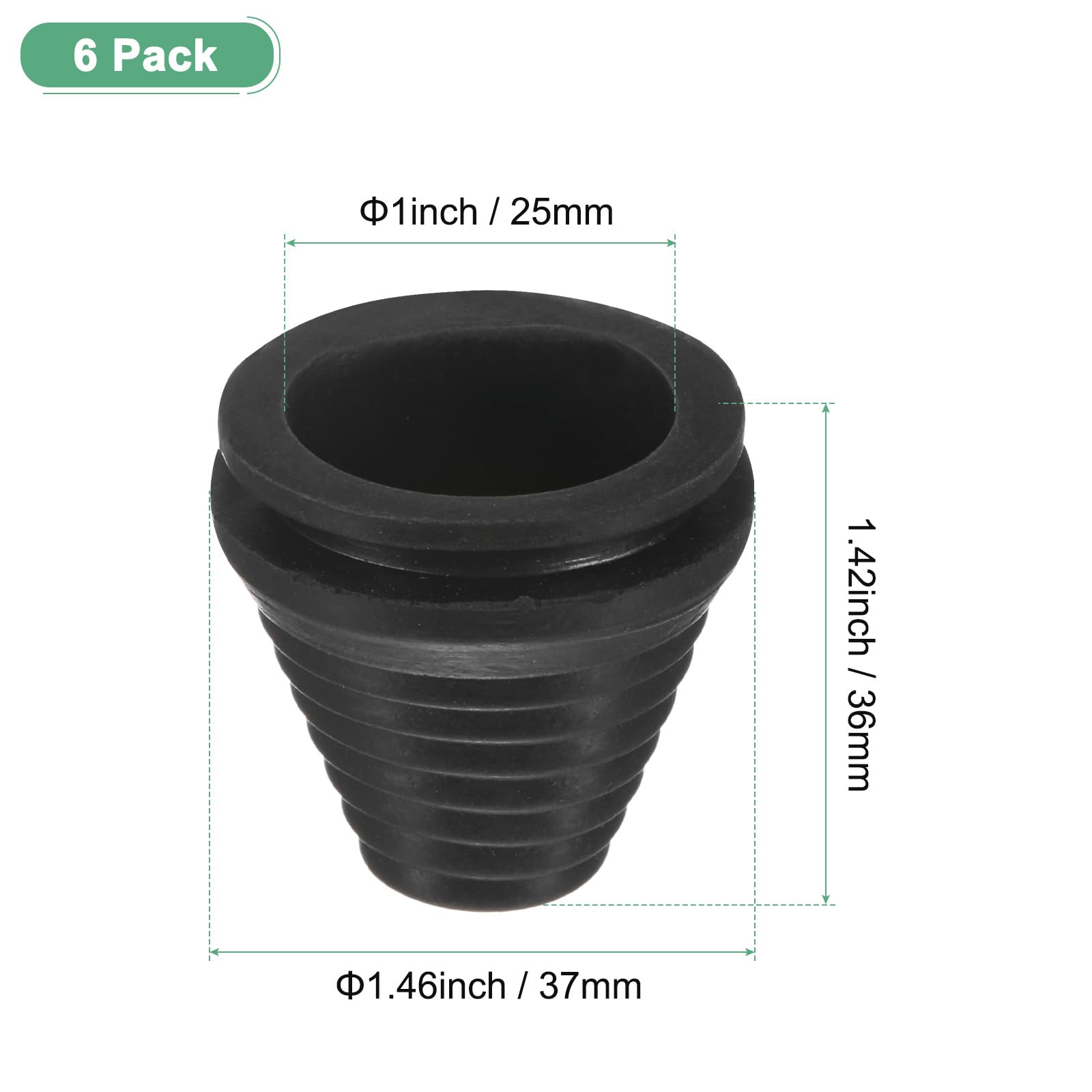 M METERXITY 6-Pack Rubber Grommets for Wiring 30mm Flexible Drill Hole Grommets Cable Cord Grommet Firewall Hole Plug for Cables/Wires Through Protection [Black - Image 3