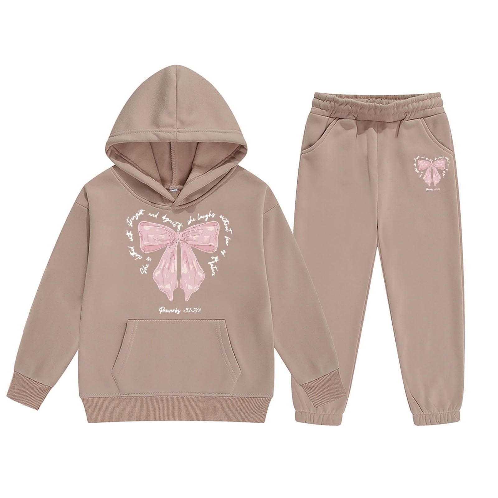 Générique 2 Pièces Ensembles Fille Survêtement Unisexe Lettres Pull Et Joggers Avec Poches Training Sweat-Shirt Manches Longues Coupe Ensemble De Jogging Chaude Rentrée Scolaire