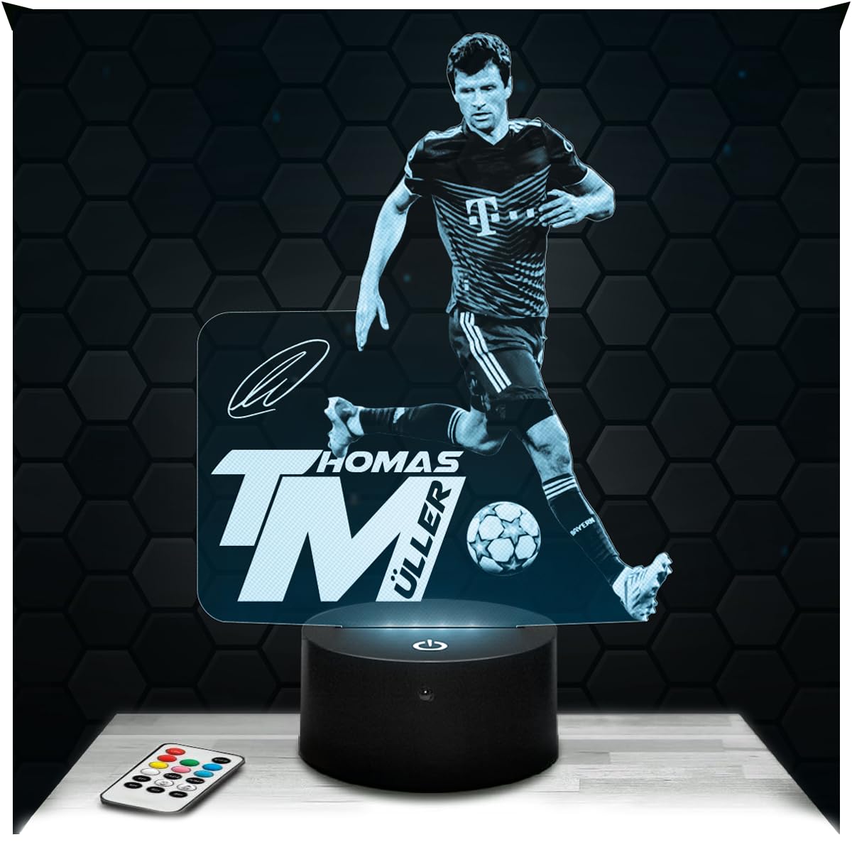 Lampephoto.fr - Thomas Müller Football 3D Lamp, Night Light 3D LED Illusion Lamp, Football Player, Gift Idea for Sporty Men, Night Light for Children's or Adult's Bedroom, Original Christmas, Gift — image 1
