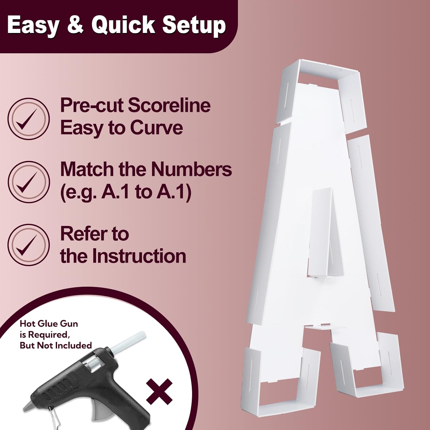 Marquee Letters 3 Feet Tall 3FT Large Light Up Letters A for Backdrop Big Marry Me Sign Birthday Party Decorations Engagement Party Pre-Cut Foam Board - Image 3