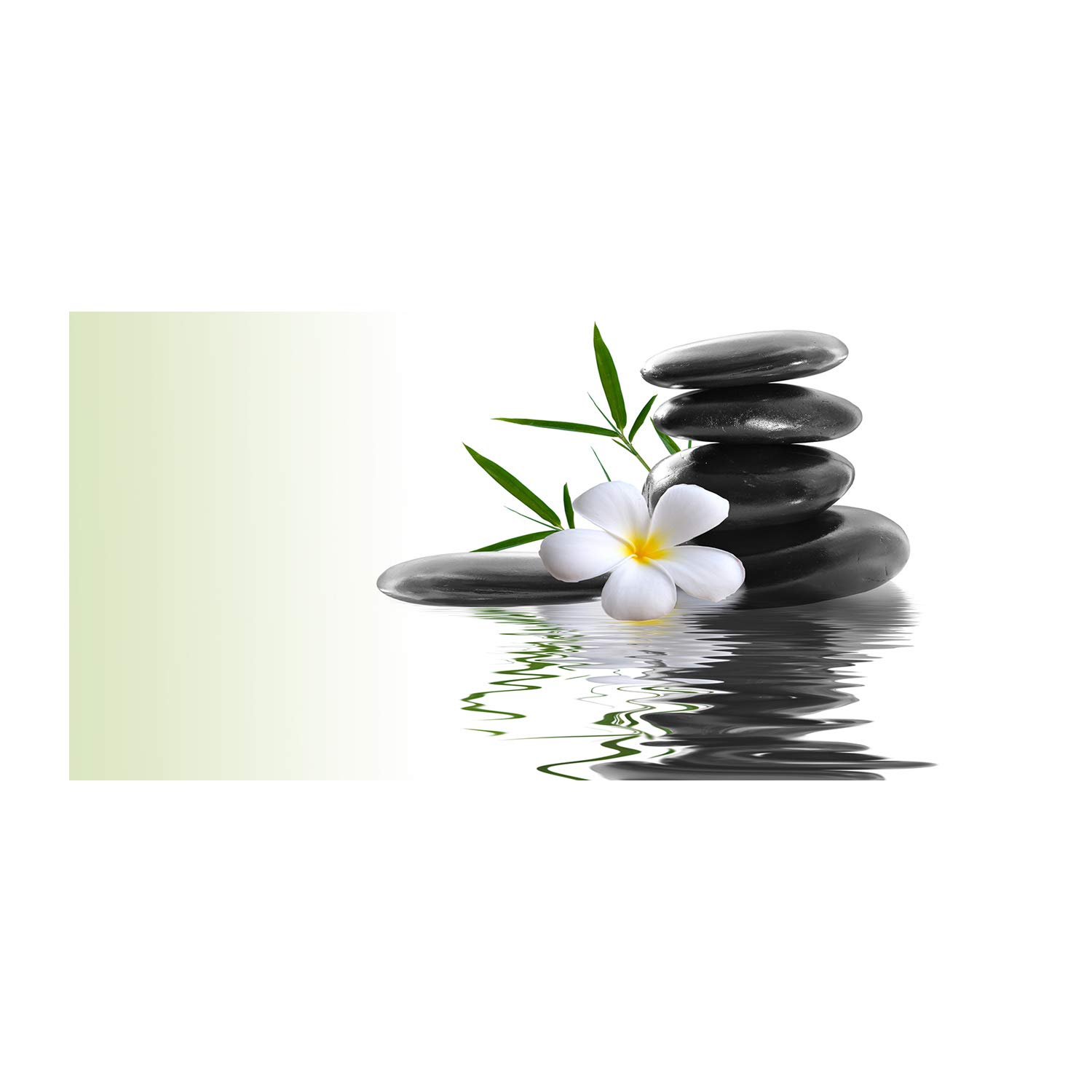 Impression sur verre panoramique 120x60 cm blanc motif zen lavable pour cuisine