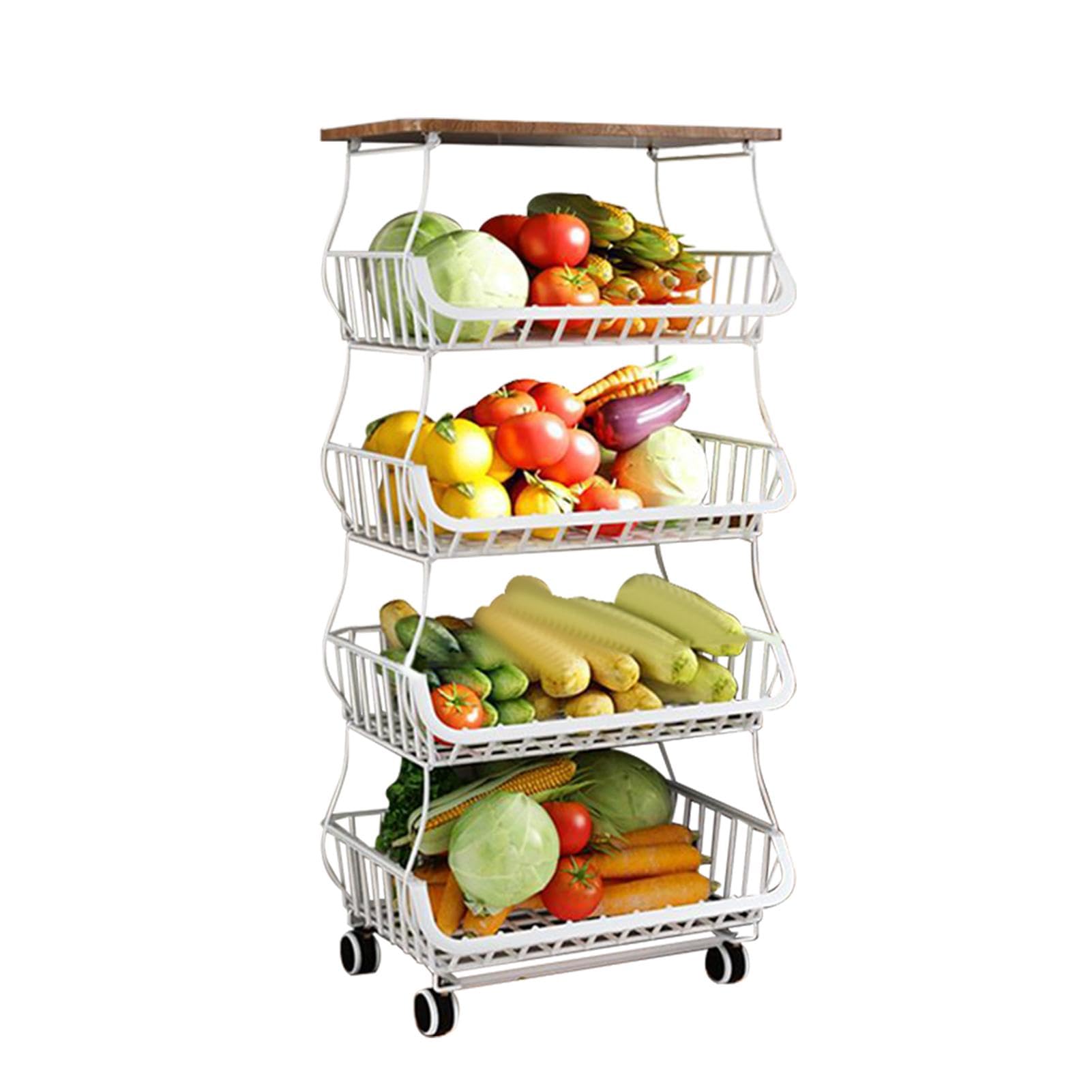 Carrello Portaoggetti Cucina 5 Piani Girevole Con Ruote - Organizzatore Frutta E Verdura Con Ripiani In Rete Metallica - Foto 9