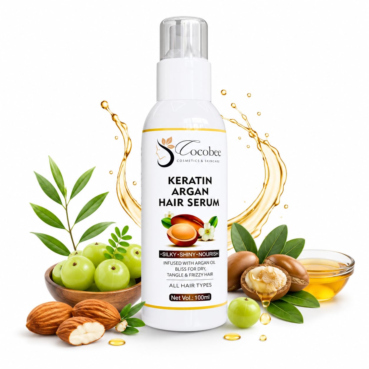 Keratin & Argan Oil Hair Serum Pack 1– 100ml | Silky Shiny & Nourishing Formula for Smooth | Frizz-Free Hair | Strengthens & Repairs Damaged Hair | All Hair Type-image-21