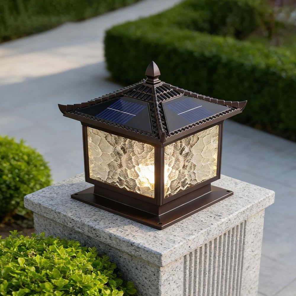 Lampy solarne z pilotem zdalnego sterowania, wodoodporna podstawa LED do montażu na molo do ogrodu, bramy podwórka, kamienne lampy kolumnowe, lampy słupkowe na werandę