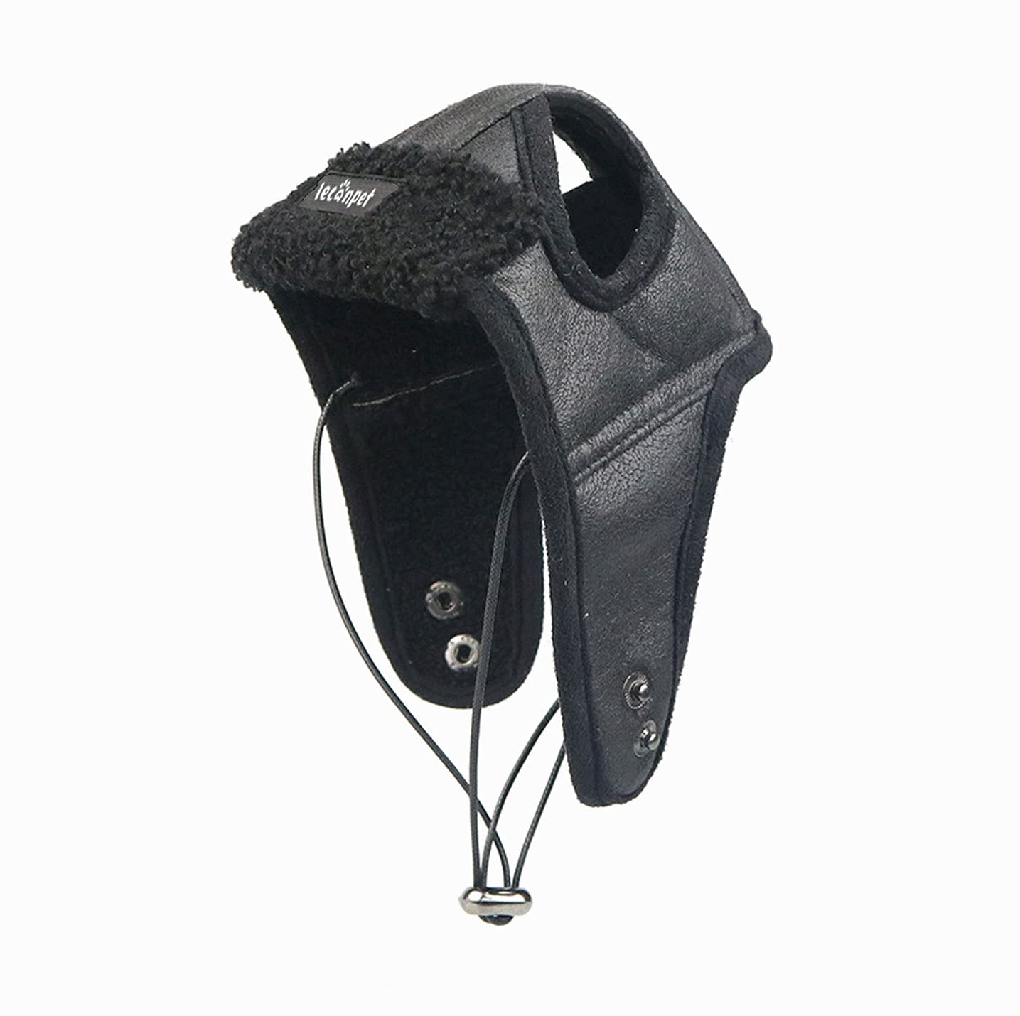 Leconpet Dog Aviator Hat, Dog Winter Pilot Hat with Ear Flaps for Cold Weather (XX-Large, Black)