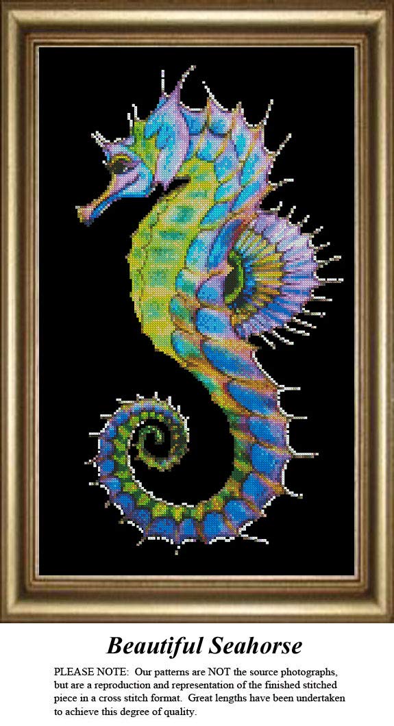 Animal Cross Stitch Patterns | Beautiful Seahorse (Pattern Only, You Provide The Floss and Fabric)