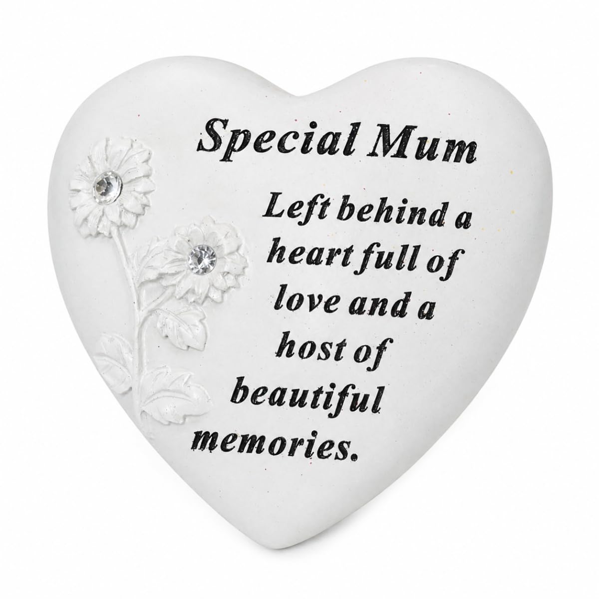 Angraves Special Mum Flower Diamante Heart Graveside Memorial Ornament Plaque With Verse
