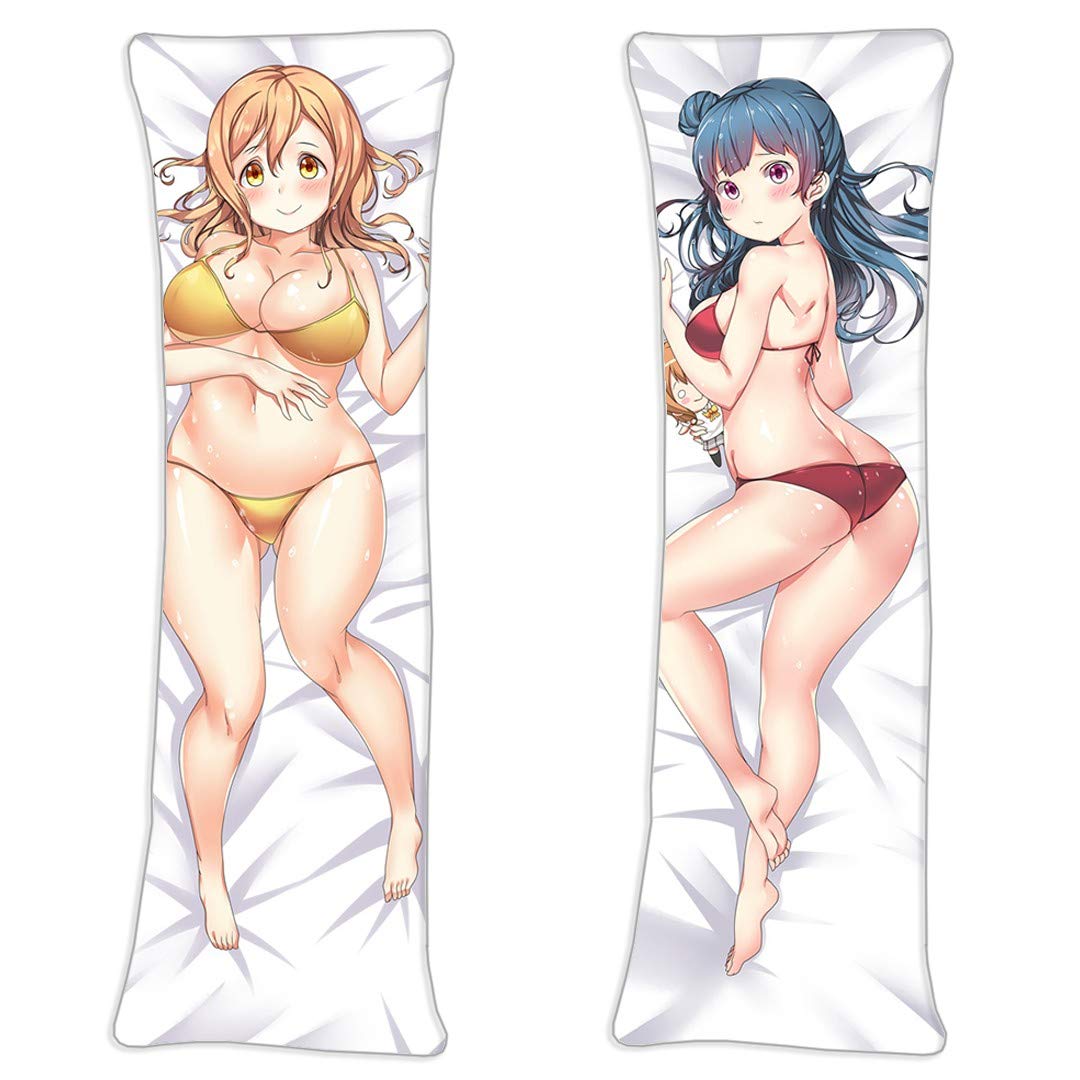 HANAMARU KUNIKIDA AND YOSHIKO TSUSHIMA - LOVE LIVE! SUNSHINE!! Double Sided Throw Pillow Case Cushion Cover Body Pillowcase Cover Manga Cosplay 150 x 50cm(59in x 19.6in) 2 Way Tricot Pillowcases