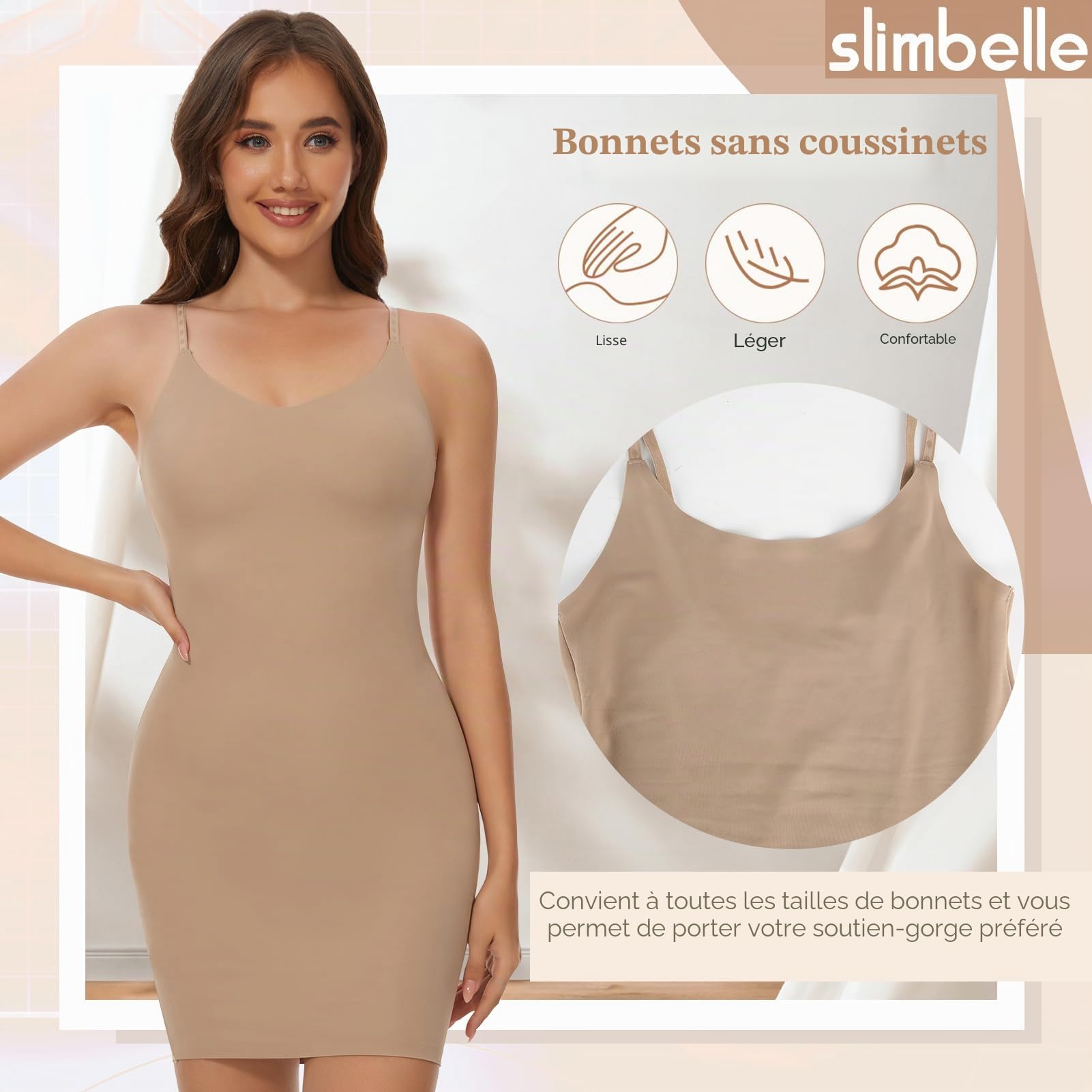SLIMBELLE Robe Gaine Sculptante Femme Robe Amincissante Invisible Ventre Plat Robe Sculptante Body Shaper Femme