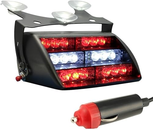 Luz estroboscópica de advertencia de emergencia para vehículo personal, 18 luces LED superbrillantes para camiones, SUV, barco (rojo/blanco)