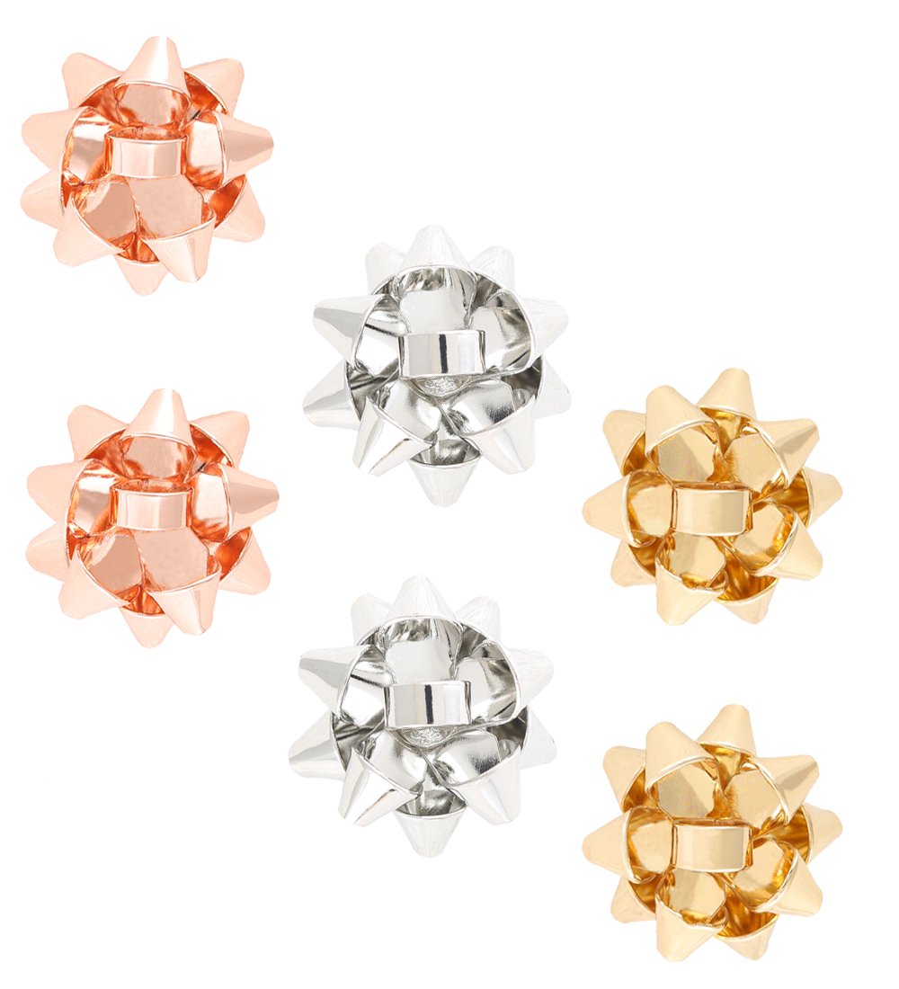 NLCAC Christmas Bow Earrings Studs 3 Pairs of Set Green Red Gift Bow Pierced Earrings