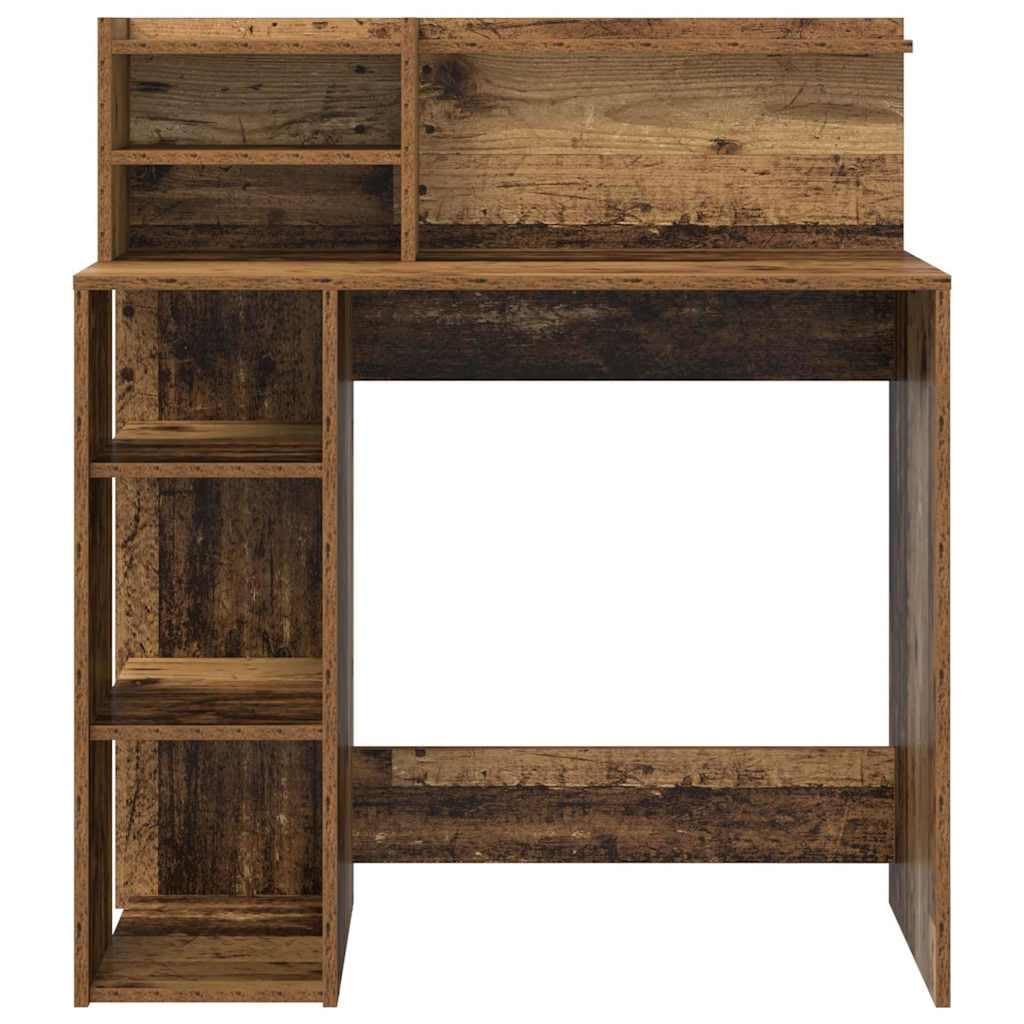 Scrivania con mensola in legno anticato, 90 x 48 x 101,5 cm, scrivania da ufficio per home office e studio, segretario con vano portaoggetti, moderna postazione di lavoro per casa e ufficio