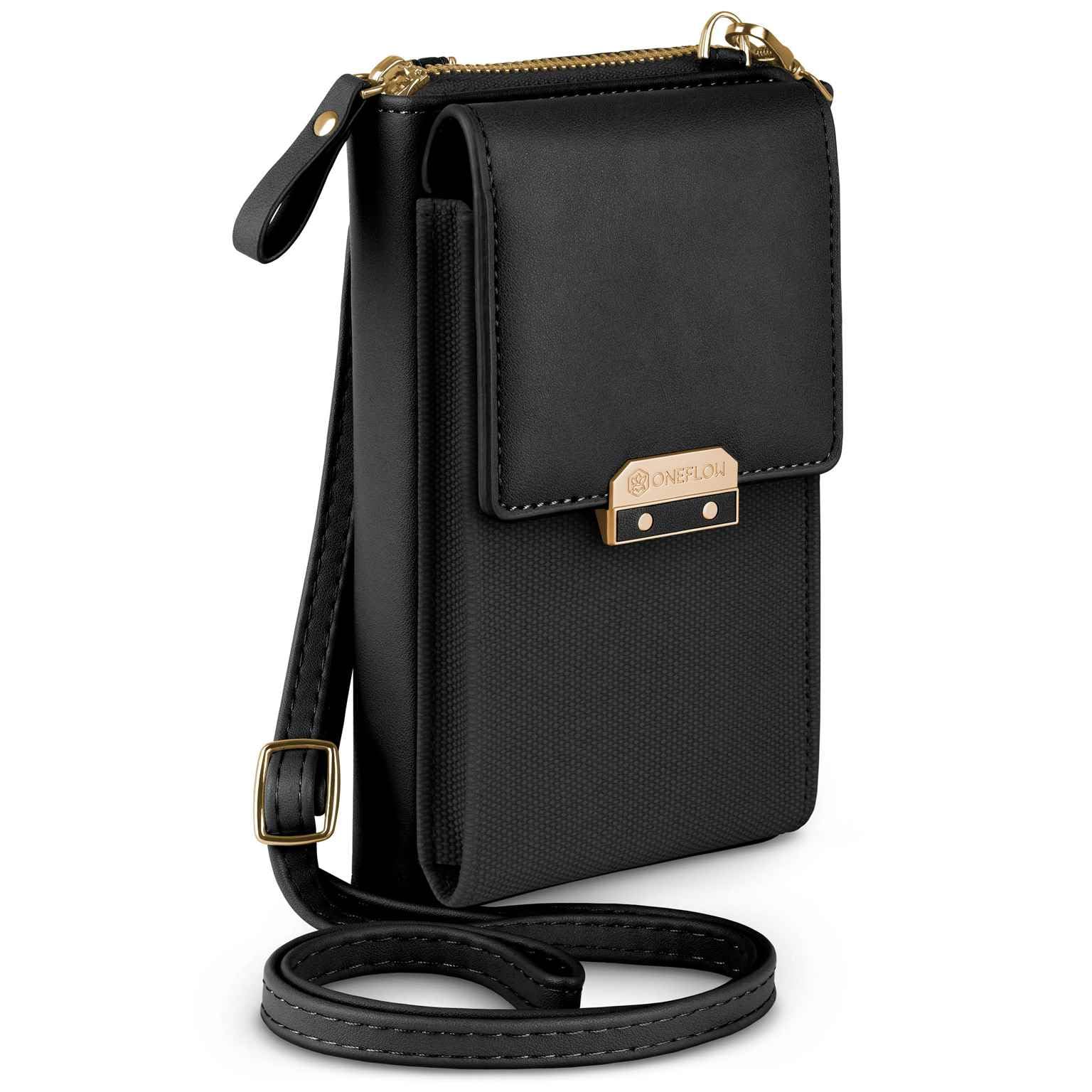 ONEFLOW Bliss Purse do Gigaset GS110 damska torebka na telefon komórkowy z portmonetką, torba na ramię z portfelem i kieszenią na telefon komórkowy, mała torebka, czarna